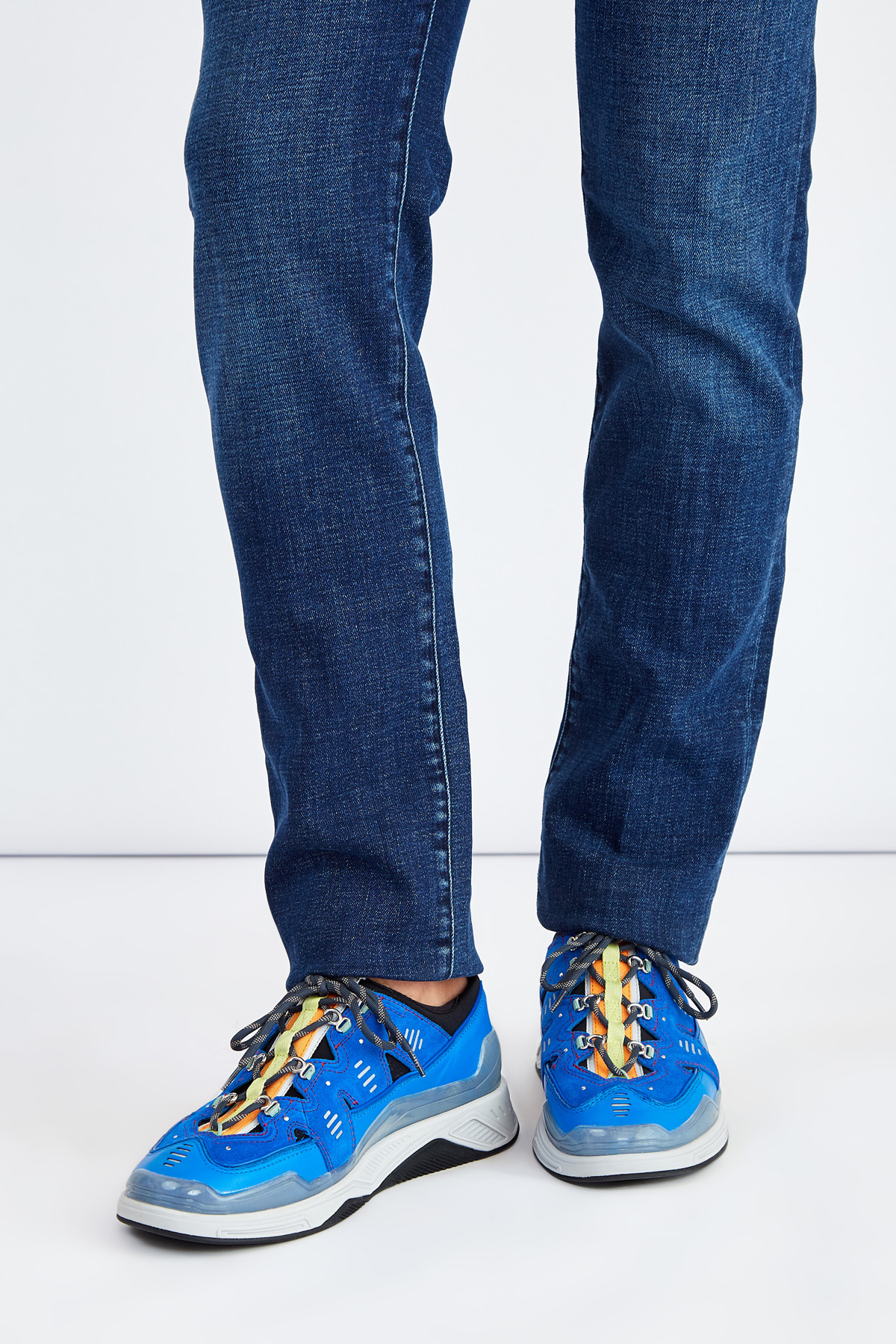 Кроссовки в стиле обуви альпинистов с отделкой из силикона KENZO, цвет голубой, размер 8 - фото 2