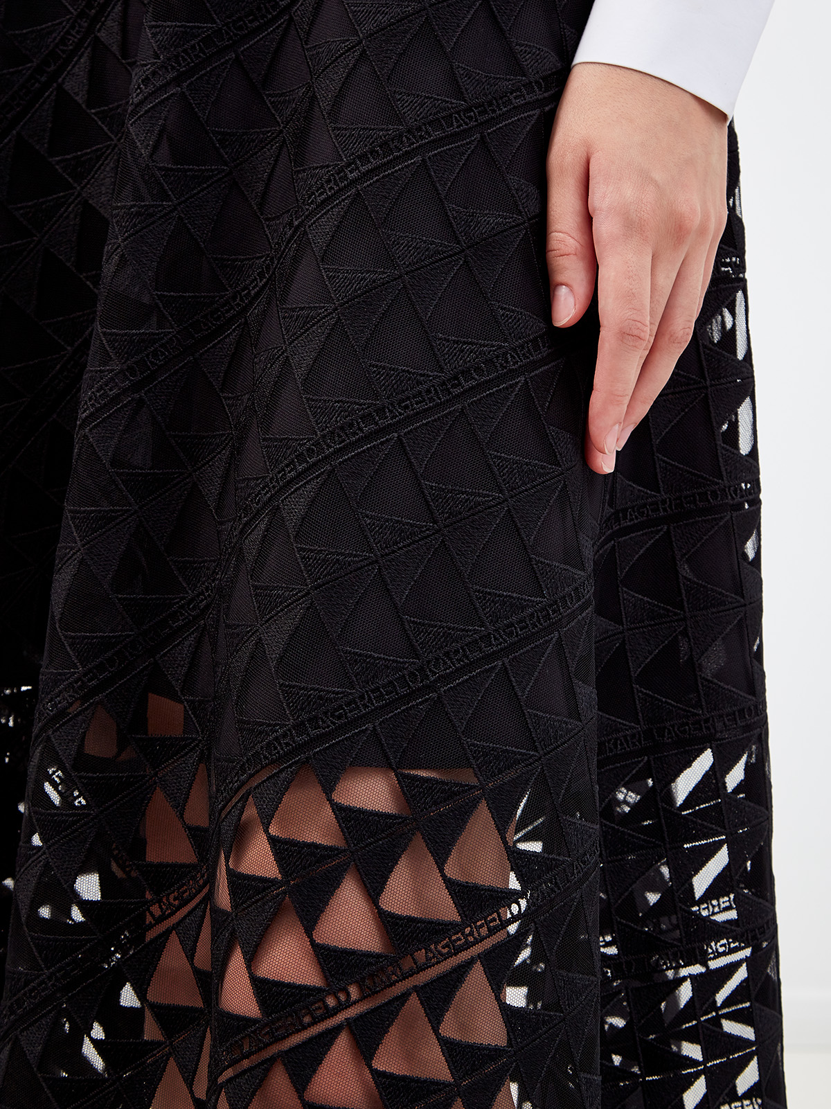 Юбка с вышитым текстурированным принтом KARL LAGERFELD, цвет черный, размер M;S - фото 5
