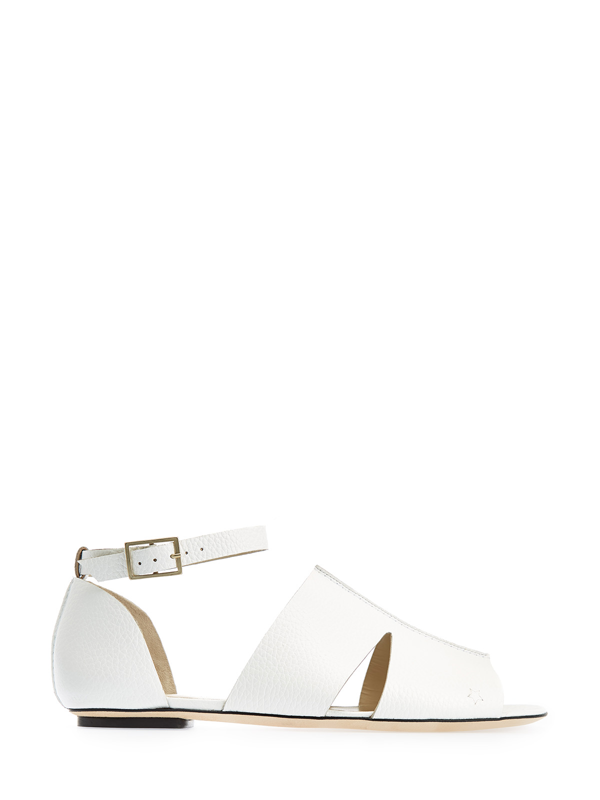 

Сандалии из зернистой телячьей кожи с латунной пряжкой, Белый, Сандалии из зернистой телячьей кожи с латунной пряжкой