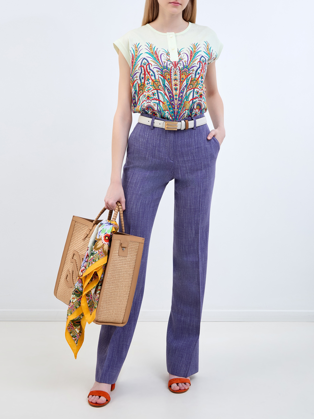Хлопковая блуза с флористическим принтом и застежкой на пуговицы ETRO, цвет мульти, размер 40;42;44 - фото 2