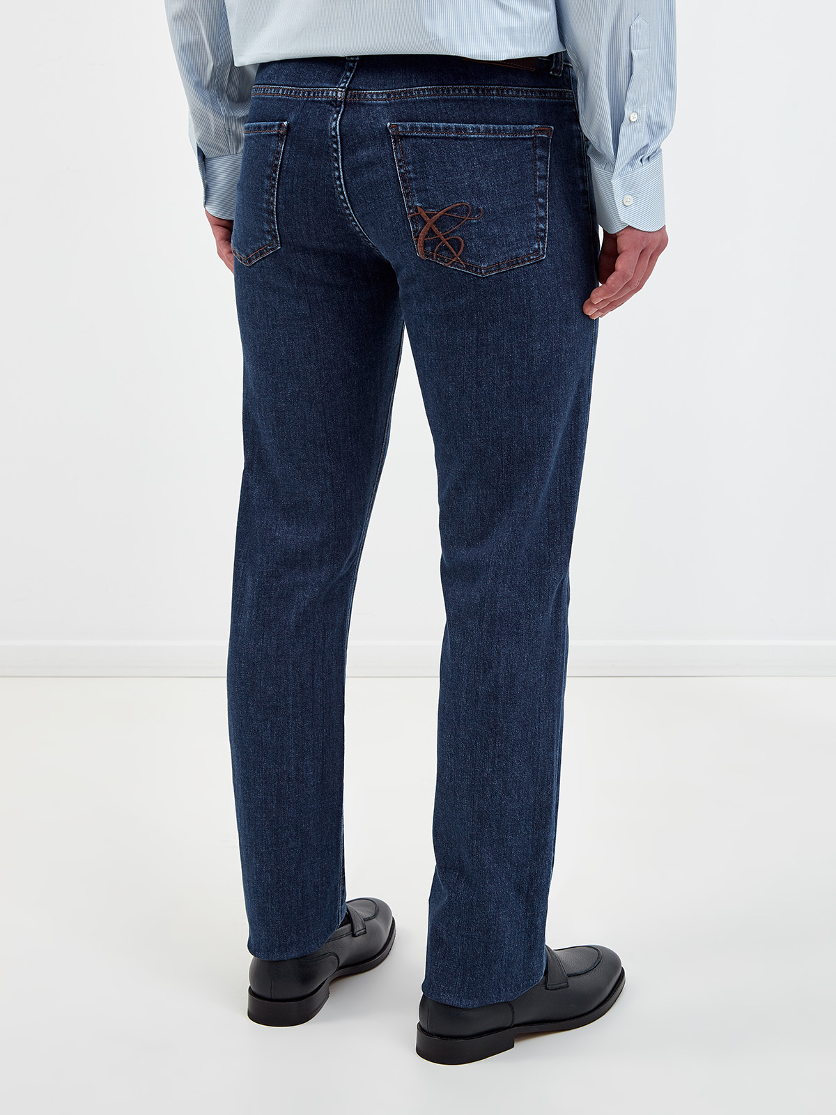 Прямые джинсы из хлопкового денима с волокнами кашемира CANALI, цвет синий, размер 48;50;52;54;56;58;60 - фото 4