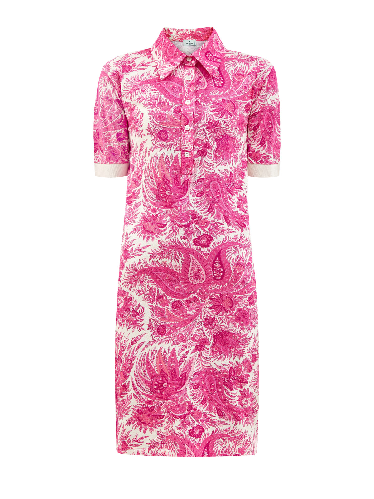 Платье-рубашка из хлопкового пике с принтом пейсли ETRO, цвет розовый, размер 44;40 - фото 1