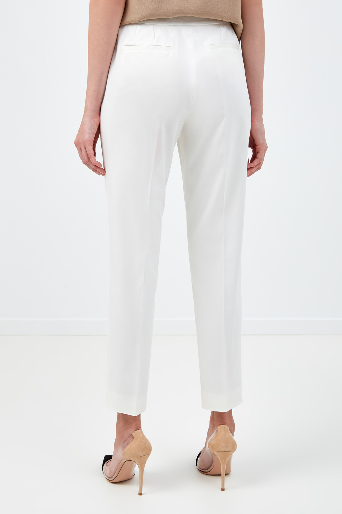 Зауженные белые брюки из гладкого хлопка AGNONA, цвет белый, размер 44;38;42 - фото 4