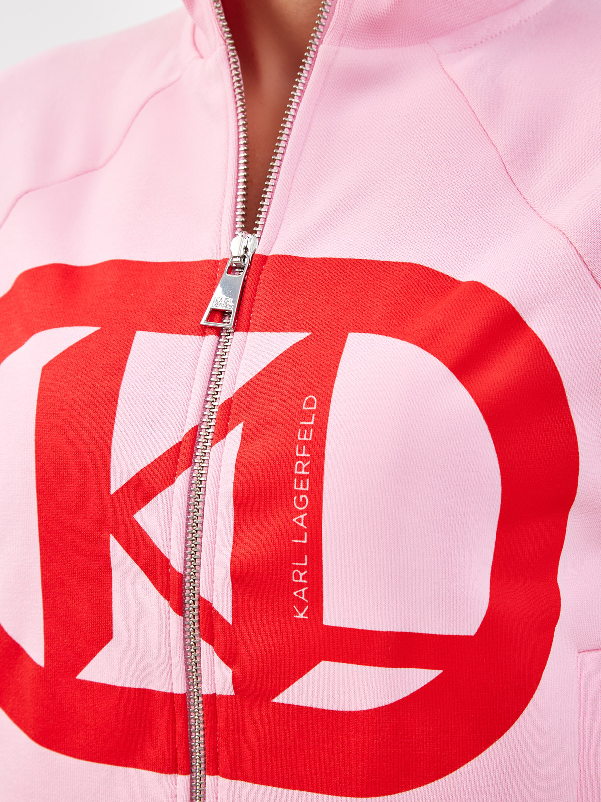 Толстовка облегающего кроя на молнии с макро-принтом KARL LAGERFELD, цвет розовый, размер S;M;XS - фото 5