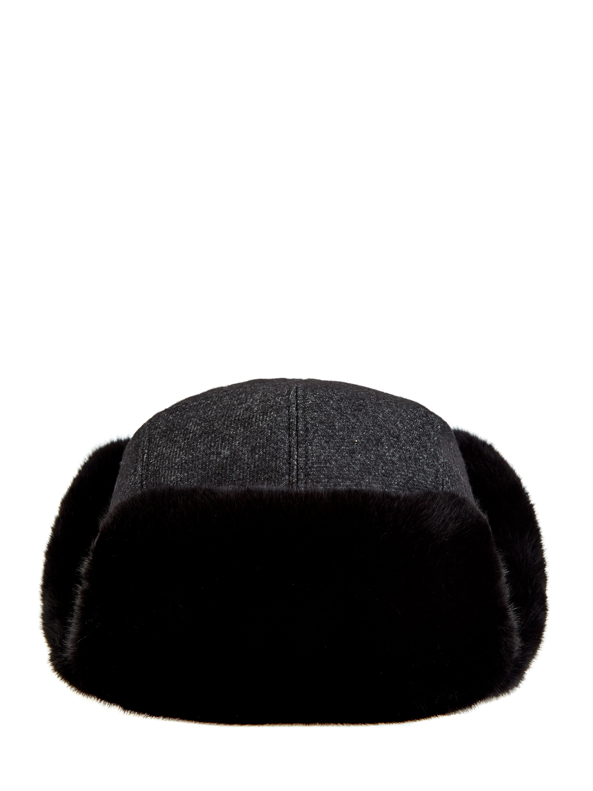 Шерстяная шапка с отделкой из эко-меха и завязками CUDGI, цвет черный, размер 58