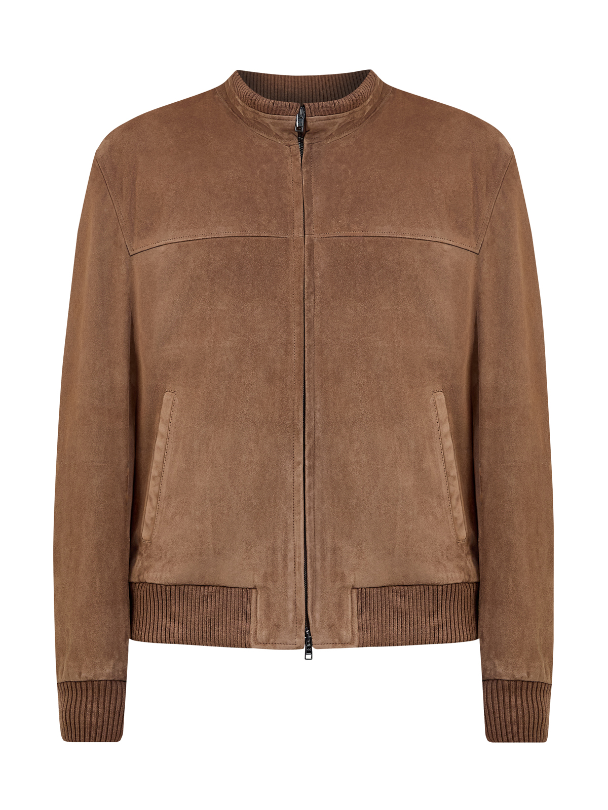 Замшевый бомбер ручной работы с отделкой из кашемира