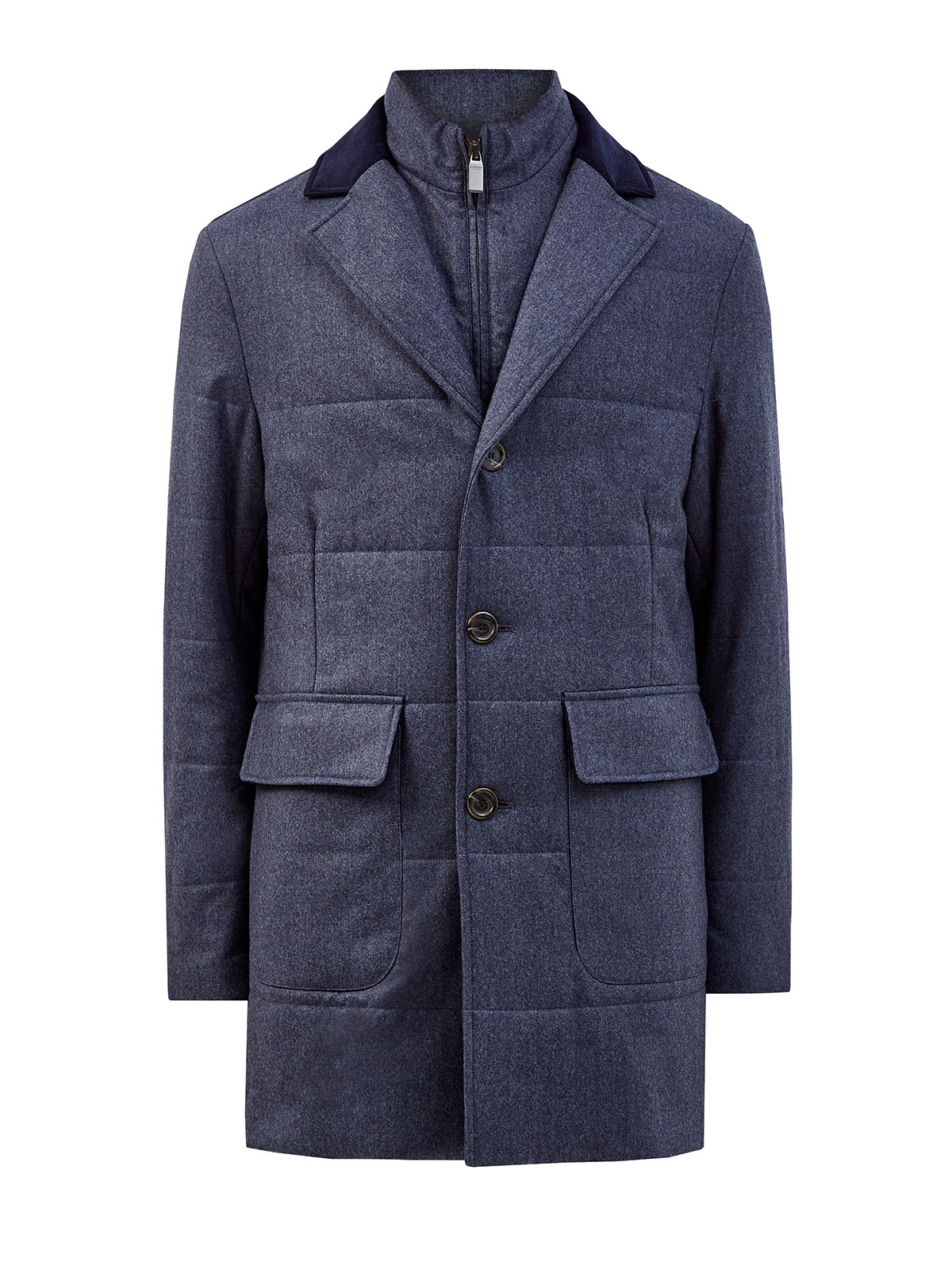 Пальто из шерсти и кашемира с утепленной съемной вставкой CANALI, цвет синий, размер 48;52;54;56;58;60