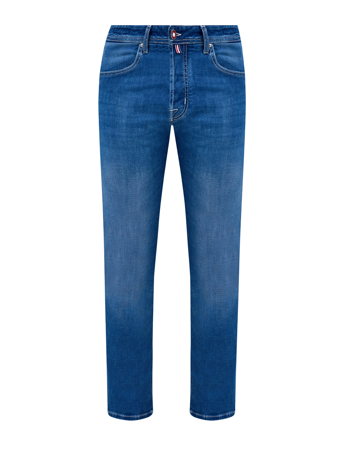 

Джинсы из эластичного японского денима с нашивкой из меха пони, Синий, Джинсы из эластичного японского денима с нашивкой из меха пони