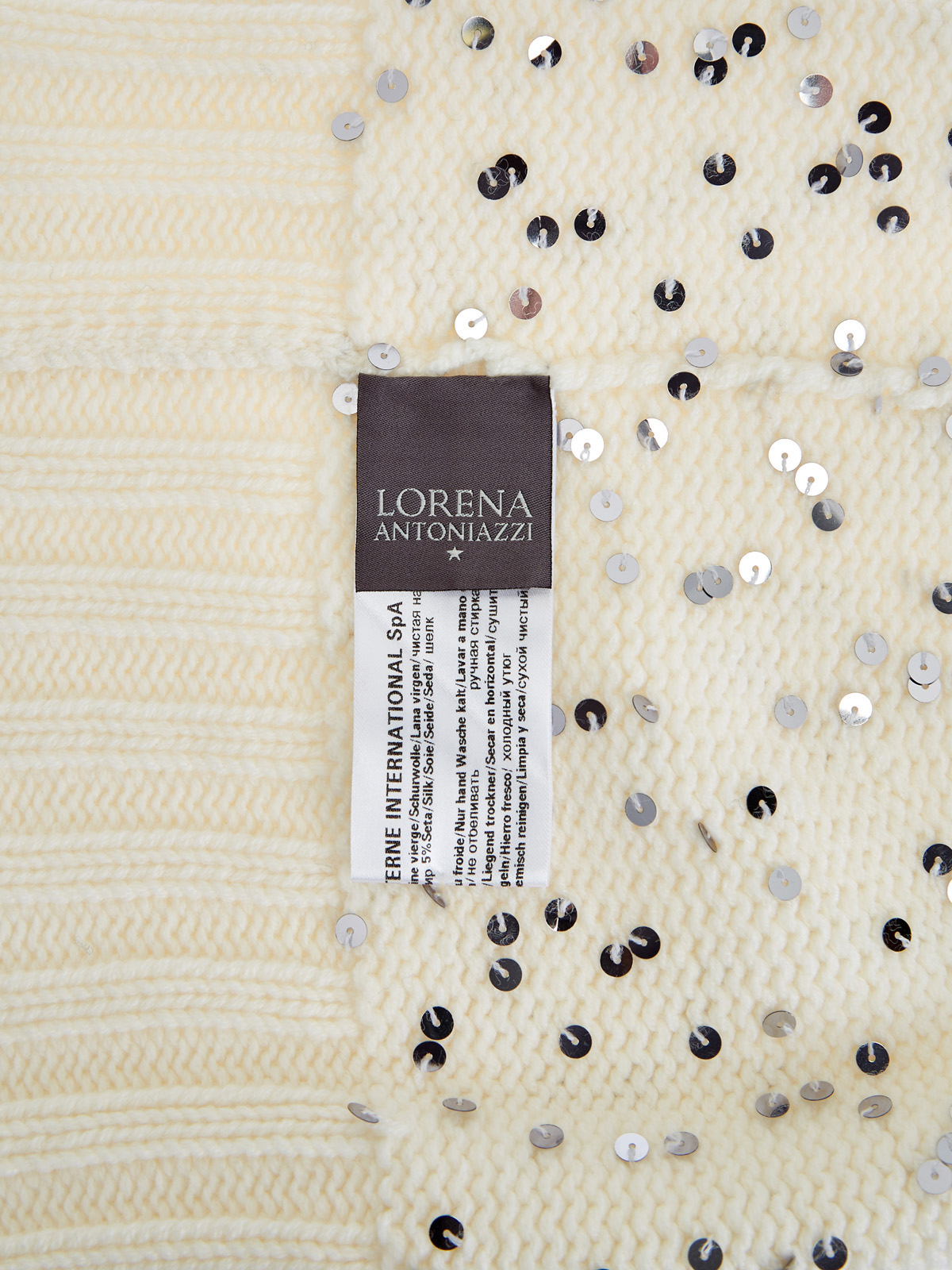 Шапка из шерстяной пряжи с пайетками LORENA ANTONIAZZI, цвет белый, размер M - фото 5