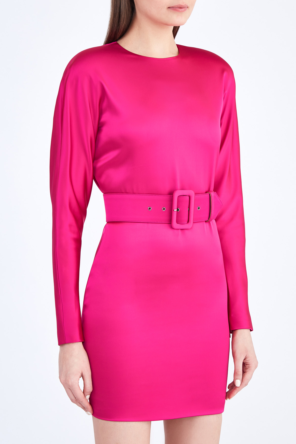 Атласное платье-мини с широким ремнем в тон ALEXANDER TEREKHOV, цвет розовый, размер 40 - фото 3