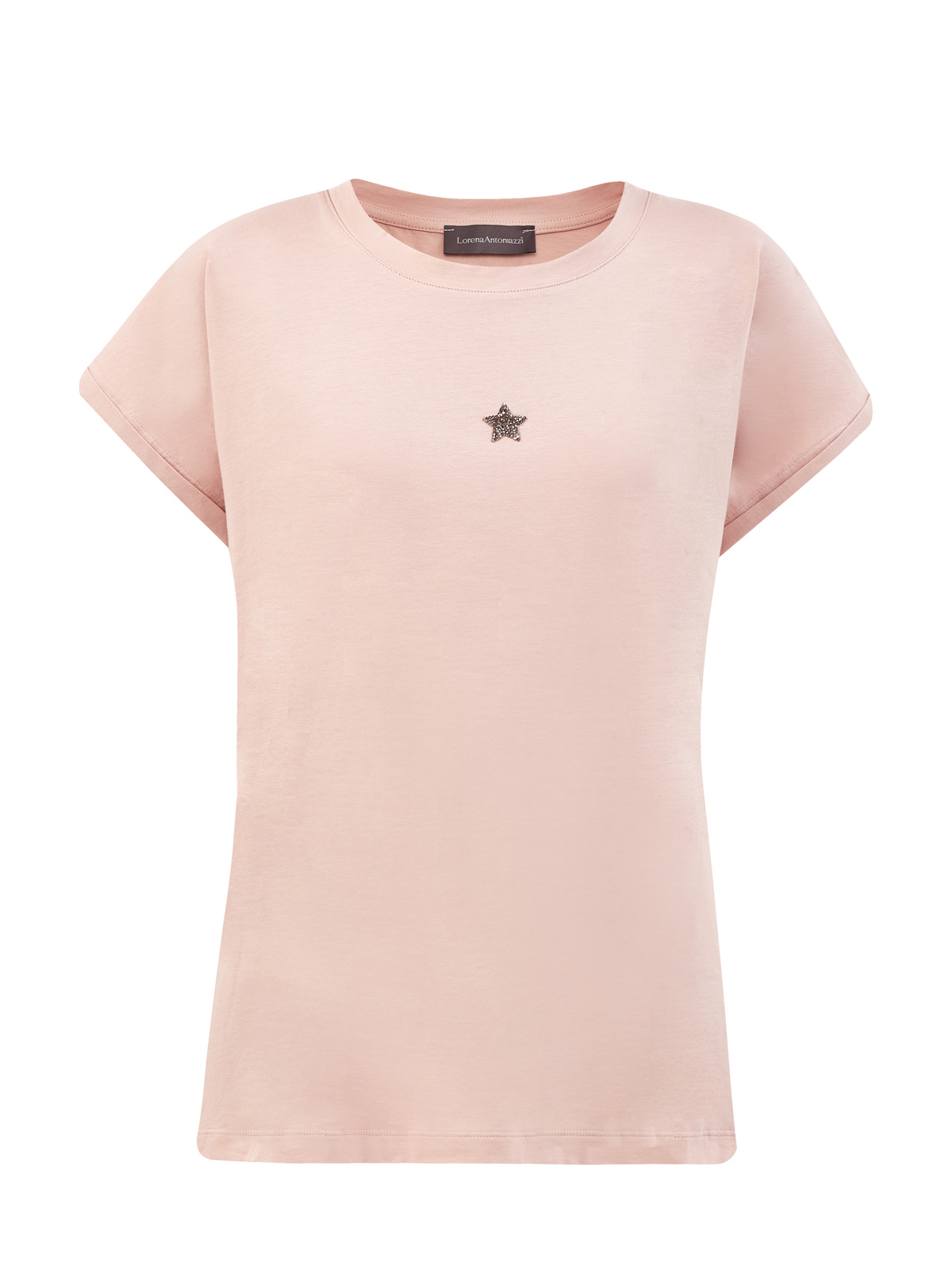 Свободная футболка с символикой из кристаллов Swarovski® LORENA ANTONIAZZI, цвет розовый, размер 38;40;42;44 - фото 1