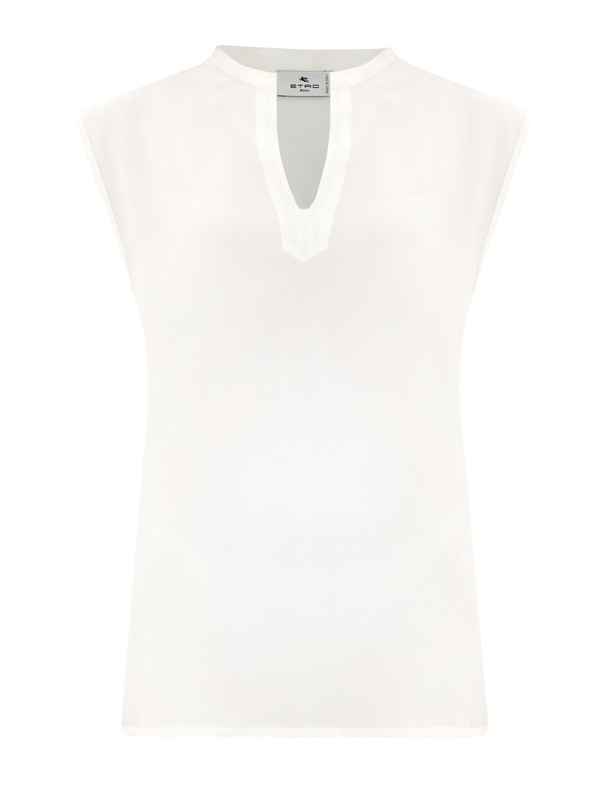 Блуза из струящегося шелка с V-образным вырезом ETRO белого цвета