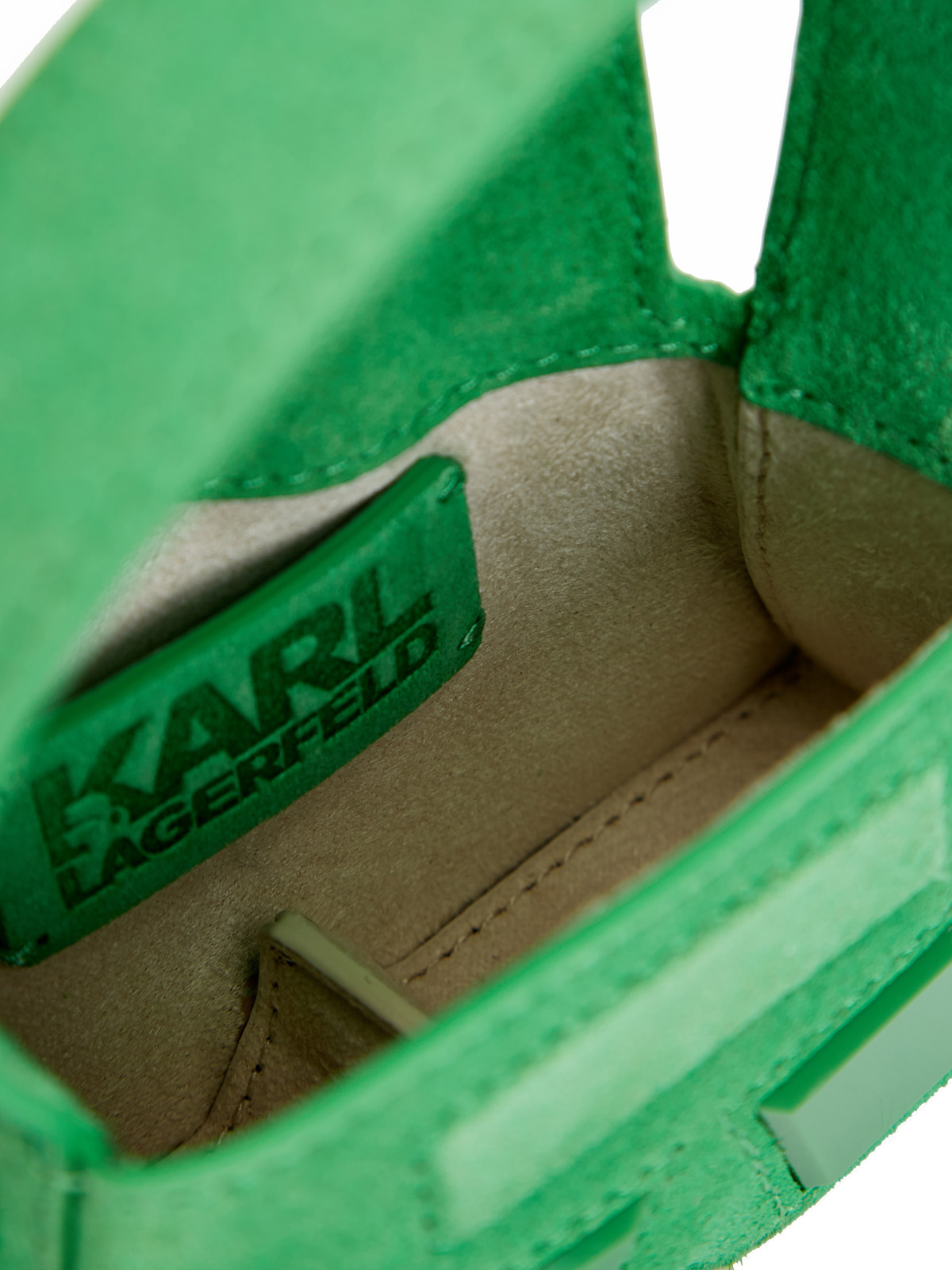 Миниатюрная сумка K/Essential Nano Bag из замши KARL LAGERFELD, цвет зеленый, размер 50;52;54;56;58;48 Миниатюрная сумка K/Essential Nano Bag из замши - фото 6