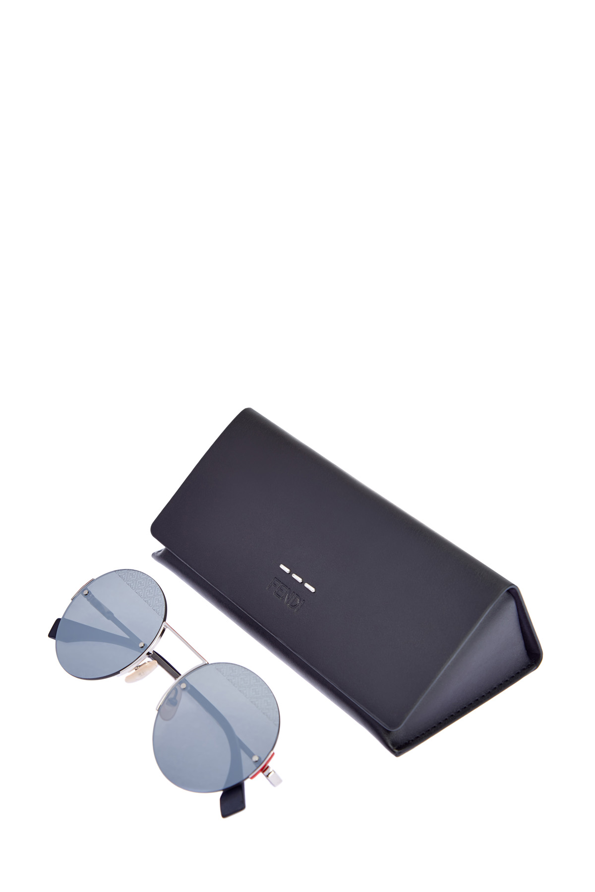 Очки круглой формы с принтом на линзах FENDI (sunglasses), цвет серый, размер 40;42;44;46 - фото 4