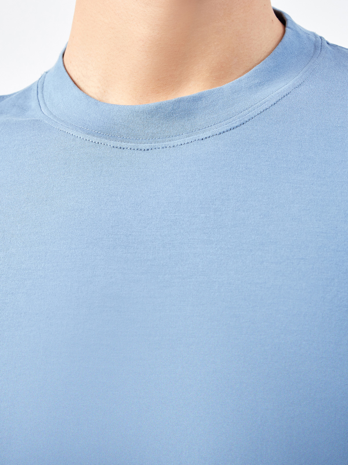 Базовая мужская футболка из гладкого джерси BRUNELLO CUCINELLI, цвет голубой, размер 52;50 - фото 5