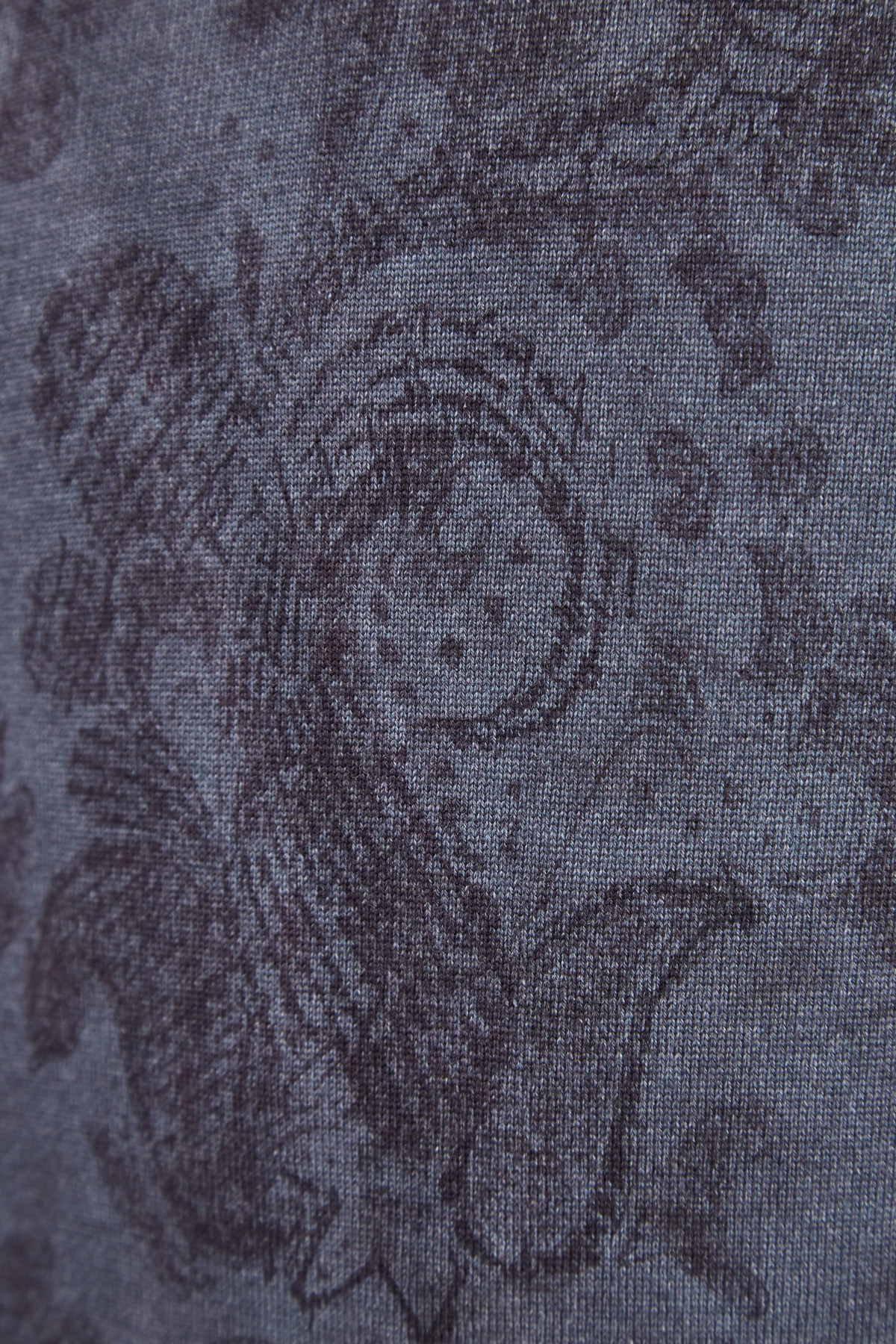Шерстяной джемпер с этническим принтом ETRO, цвет серый, размер 46;48;52;54 - фото 5