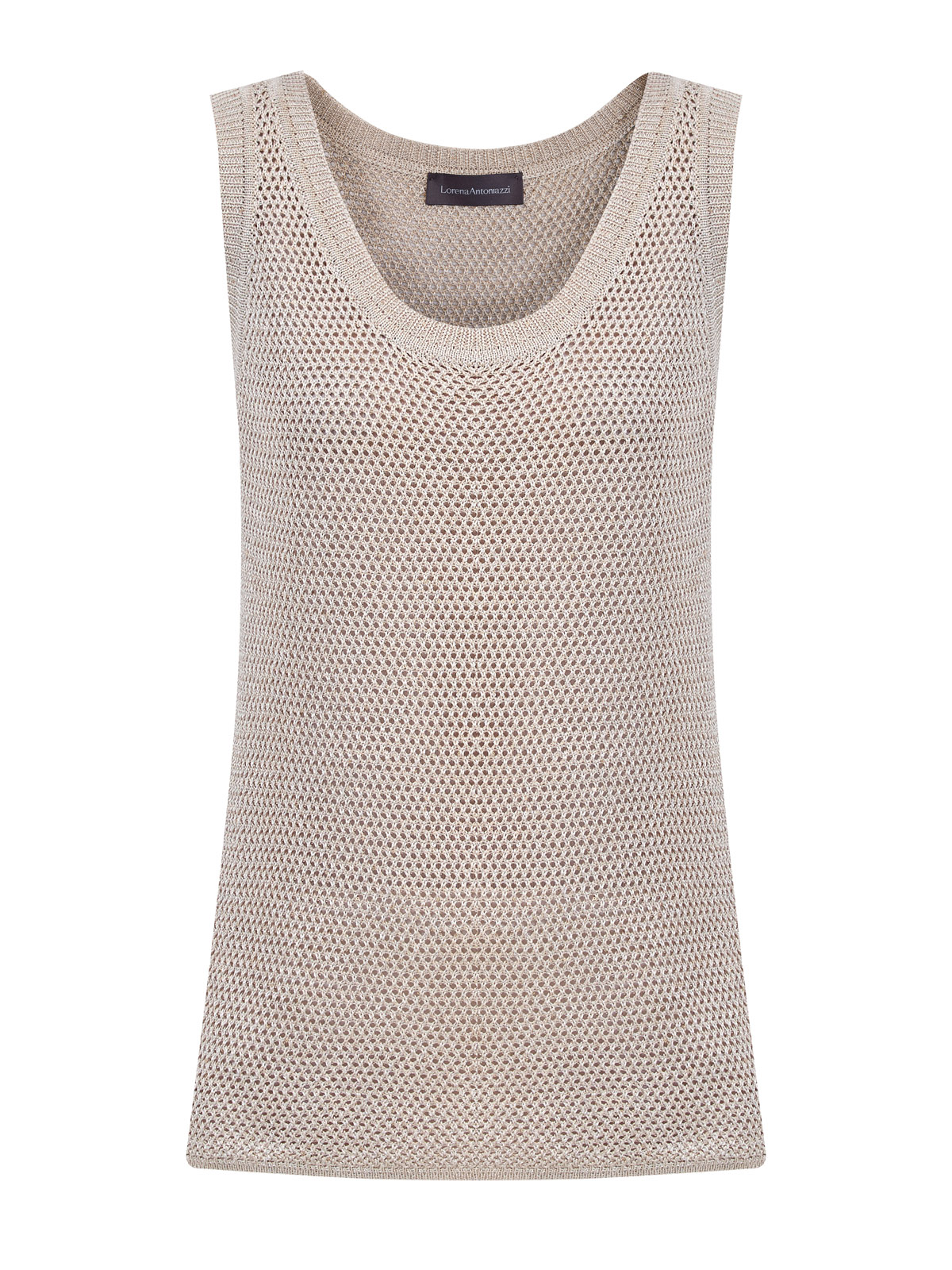 

Вязаный топ из вискозной пряжи ламе с мерцающими пайетками, Бежевый, Вязаный топ из вискозной пряжи ламе с мерцающими пайетками