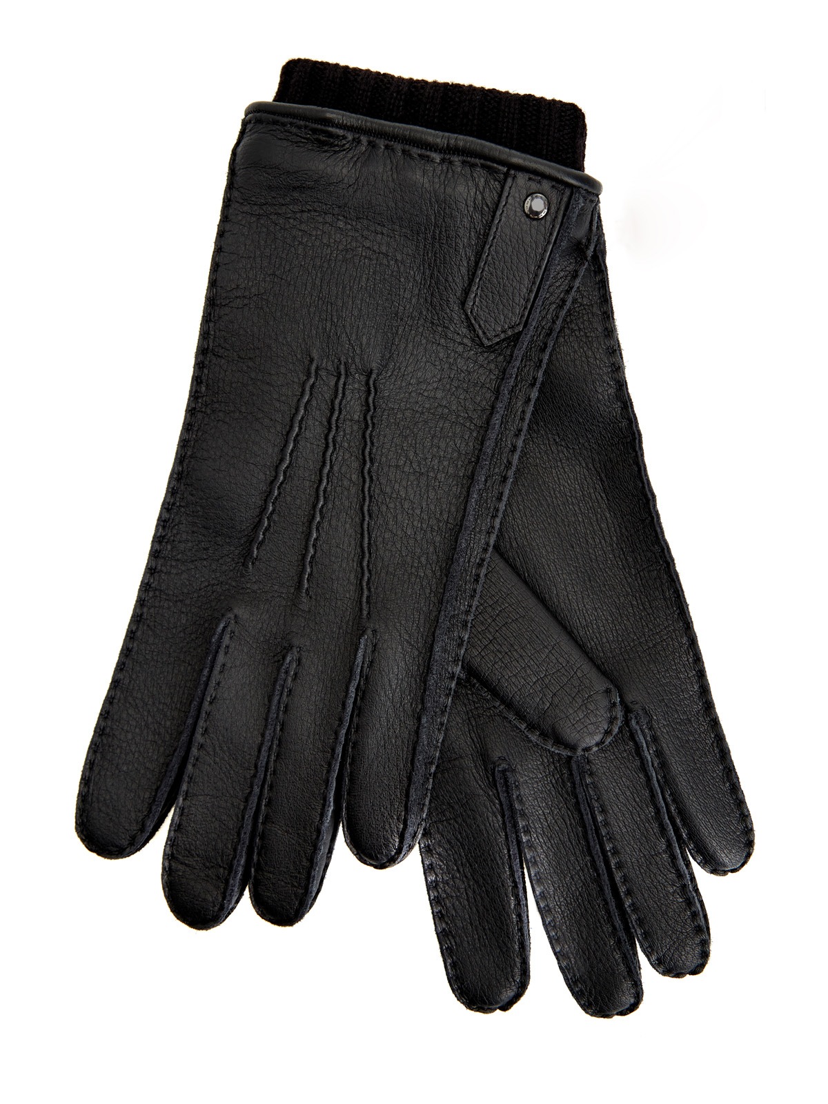 Перчатки из мягкой крупнозернистой кожи и кашемира CANALI, цвет черный, размер M;L - фото 1