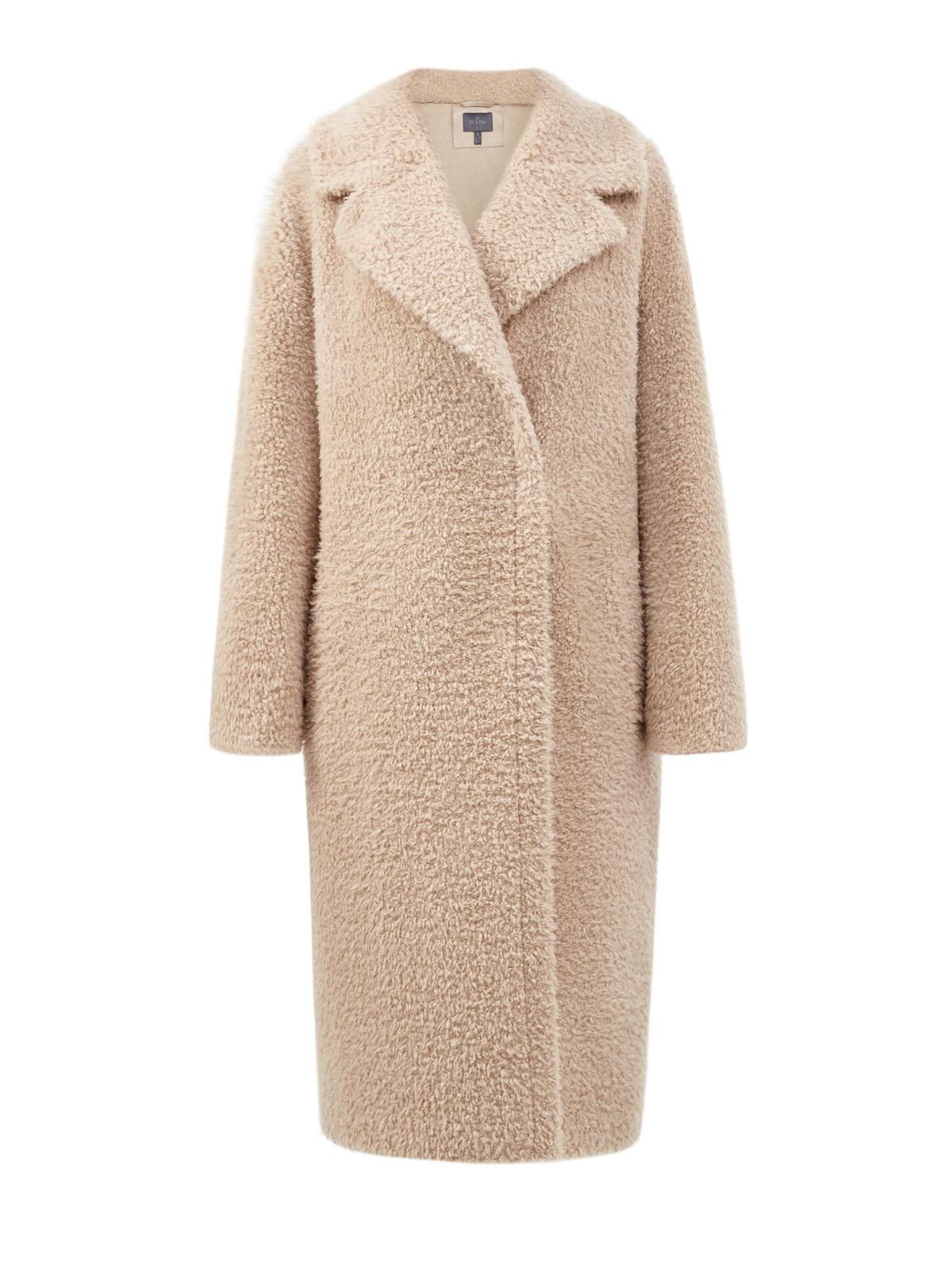 Удлиненное пальто из фактурной шерсти мериноса RE VERA, цвет бежевый, размер 44;42 - фото 1