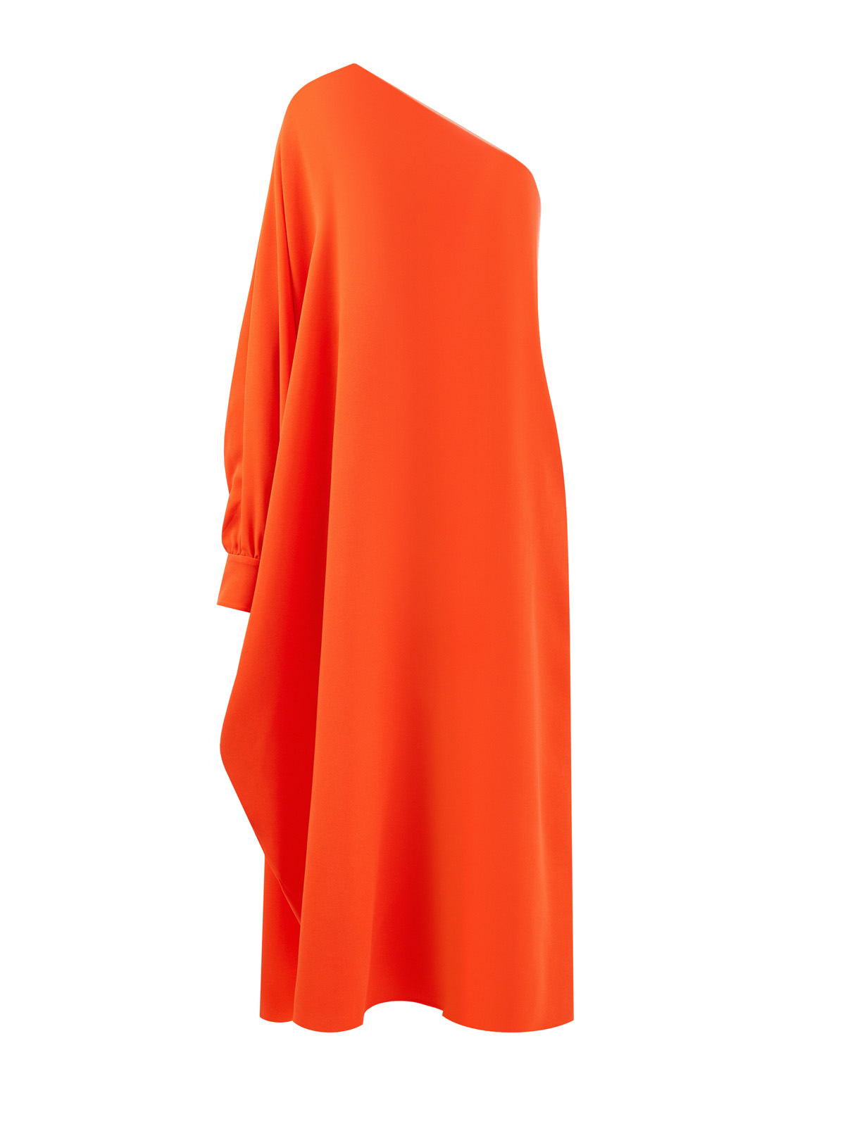 Платье-макси из струящегося шелка на одно плечо VALENTINO оранжевого цвета