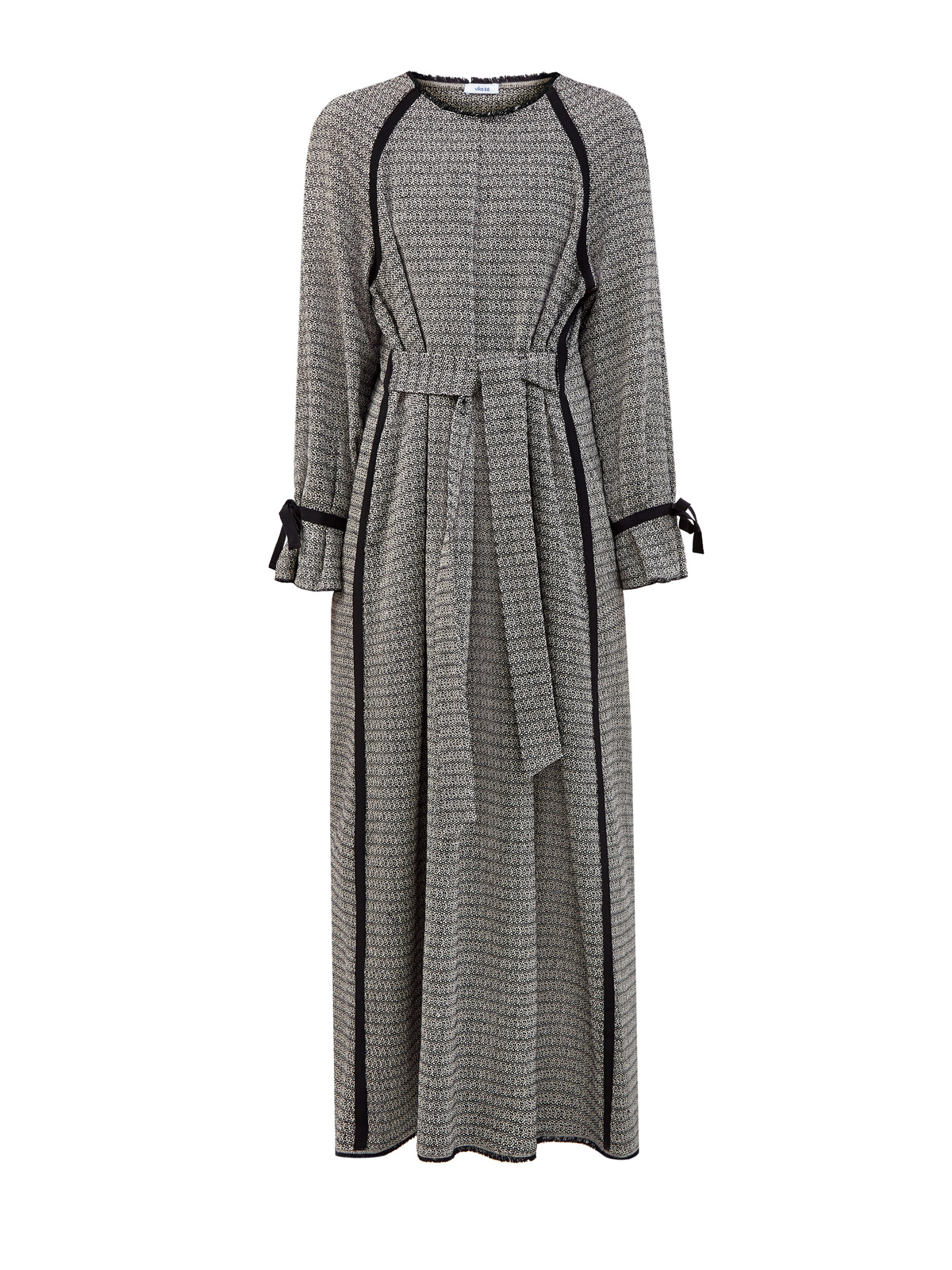 Платье из фактурного хлопка с поясом и контрастным кантом Vika 2.0, цвет серый, размер 40;38 - фото 1