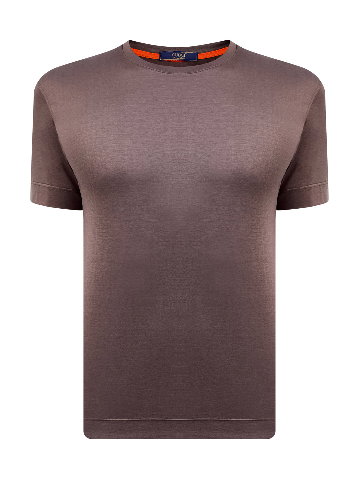 Однотонная футболка из хлопкового и шелкового джерси CUDGI, цвет коричневый, размер 48;50;52;56;60;54