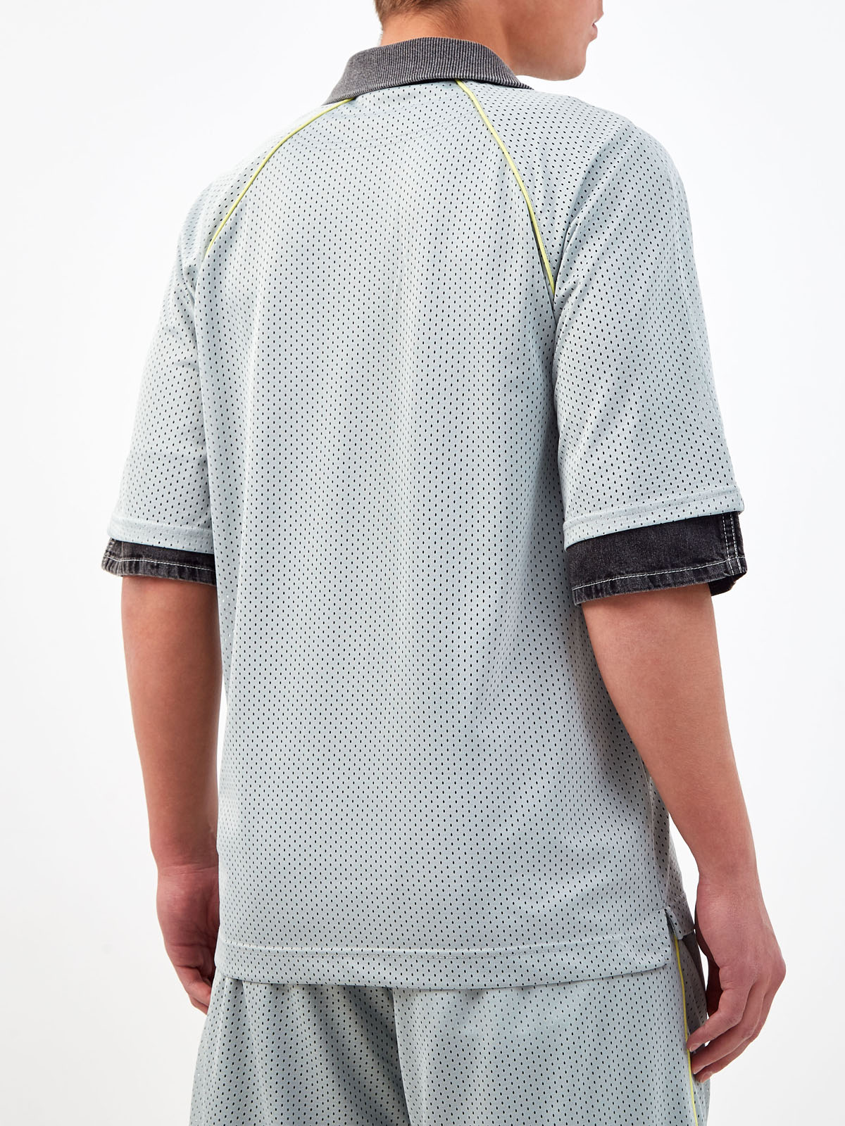 Футболка T-Mec в баскетбольном стиле с перфорацией и молнией Голубой, фото 4