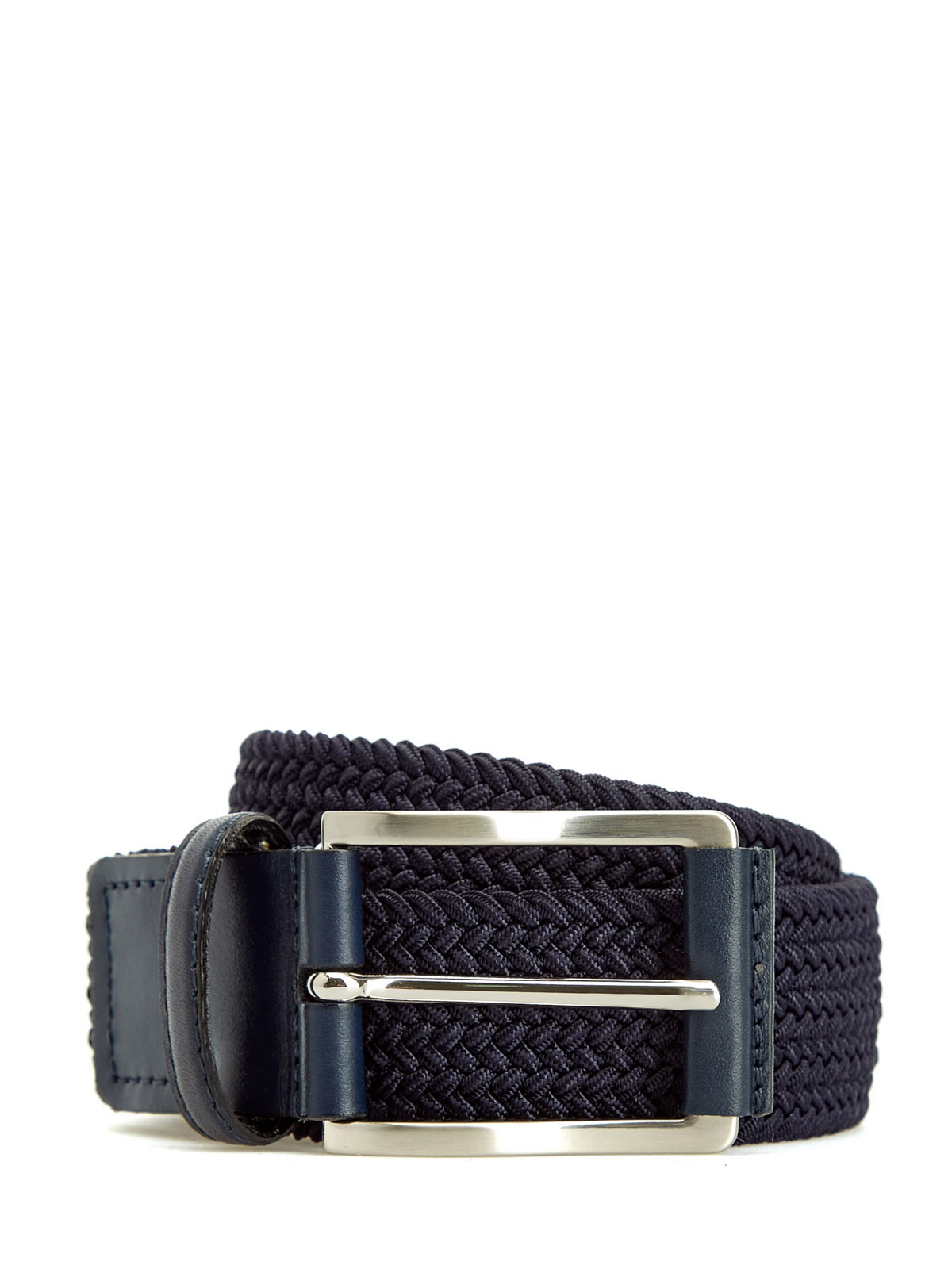 

Плетеный ремень с деталями из окрашенной вручную кожи, Синий, Плетеный ремень с деталями из окрашенной вручную кожи