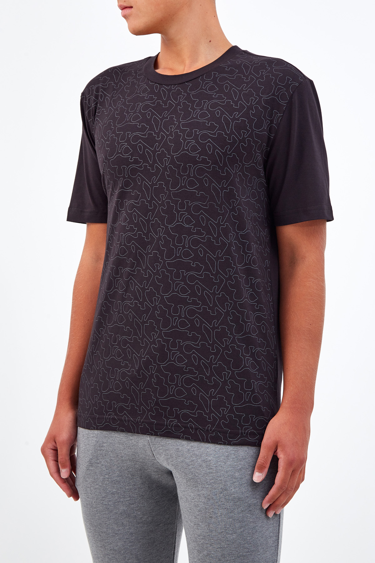 Хлопковая футболка из джерси с принтом-камуфляж CANALI, цвет черный, размер 52;54;56;60;50;58 - фото 3