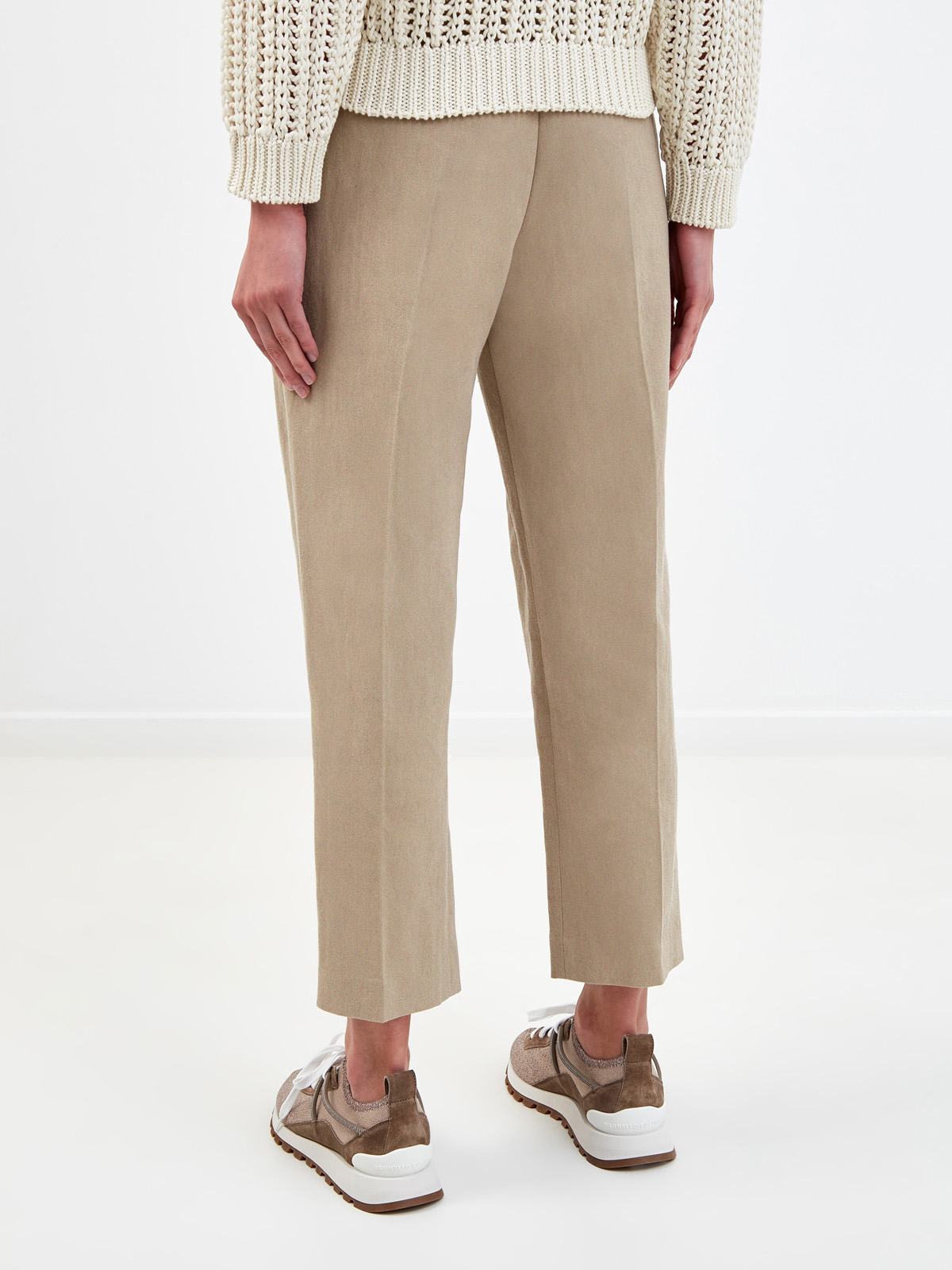 Высокие брюки Tailored с заложенными складками BRUNELLO CUCINELLI, цвет бежевый, размер 38;42;44;46;40 - фото 4
