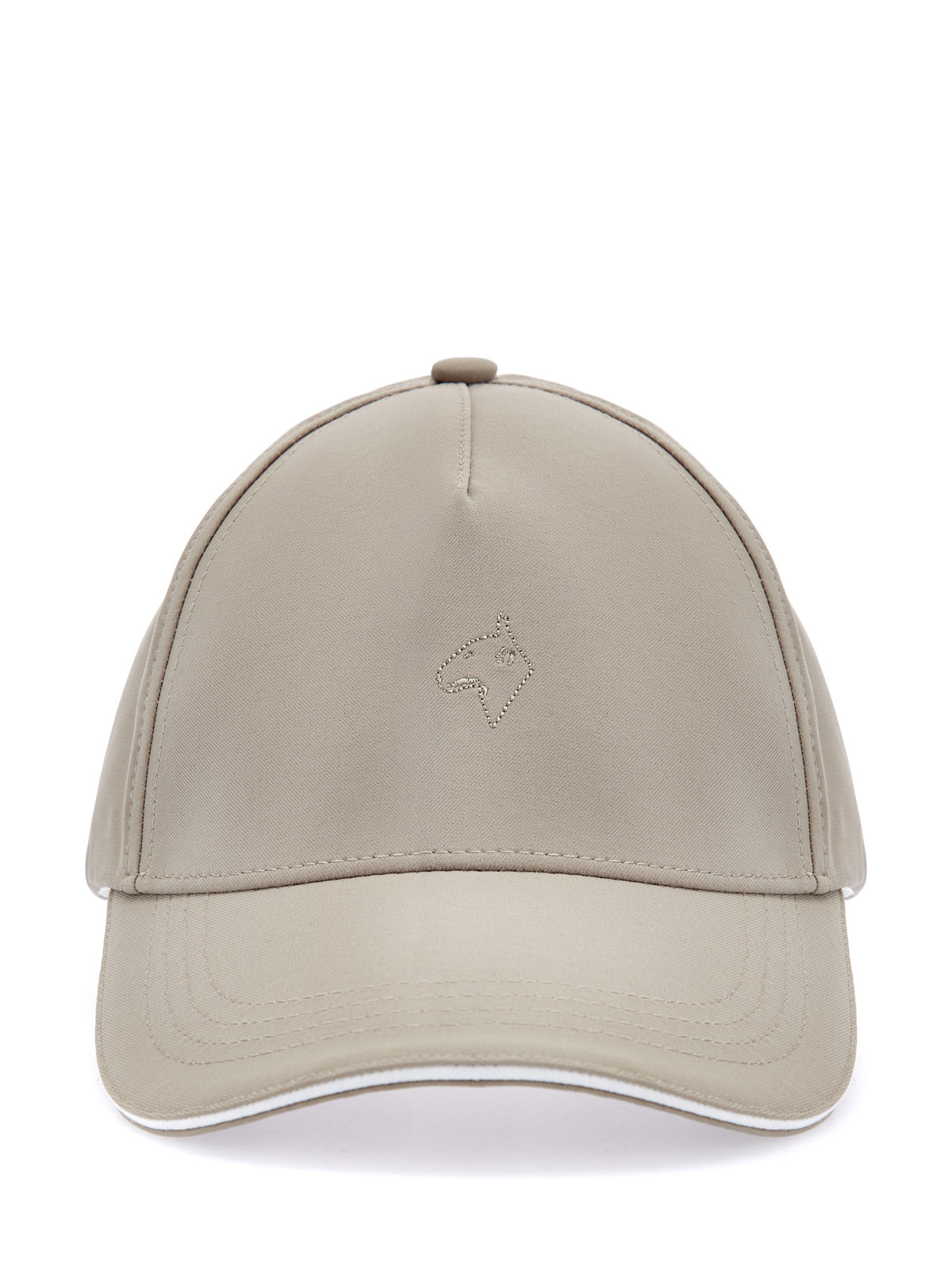 

Однотонная бейсболка из матового габардина с вышивкой, Бежевый, Однотонная бейсболка из матового габардина с вышивкой