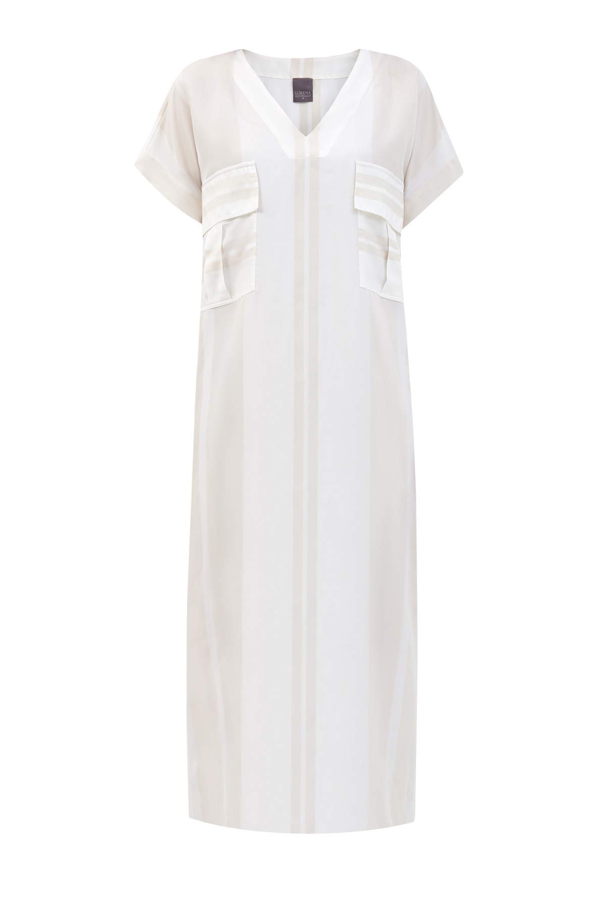Легкое платье с объемными карманами и отворотами на рукавах LORENA ANTONIAZZI, цвет бежевый, размер 40 - фото 1