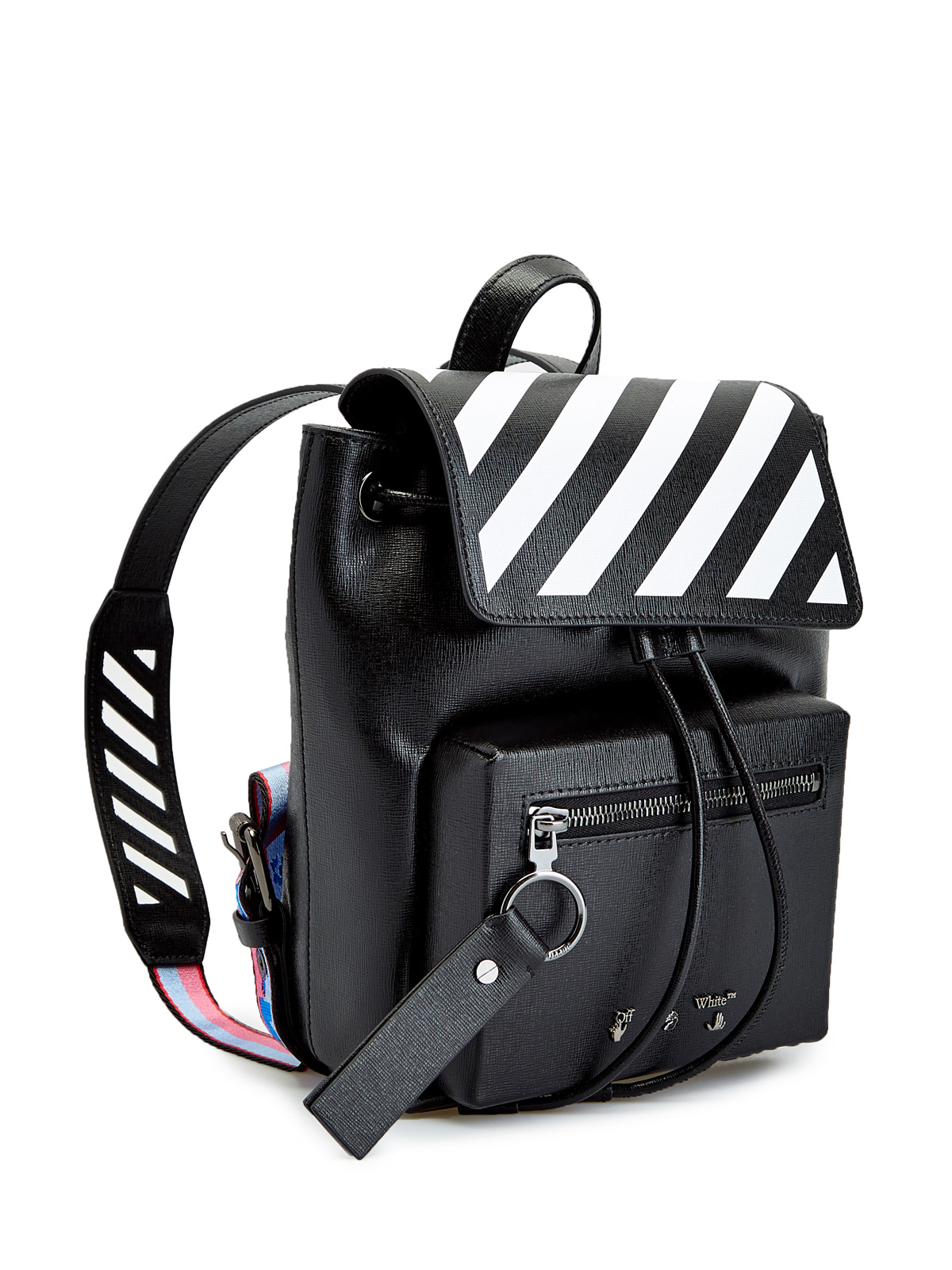 Кожаный рюкзак Diag с принтом в диагональную полоску OFF-WHITE, цвет черно-белый, размер 36;36.5;37.5;38;38.5;39;40 - фото 3