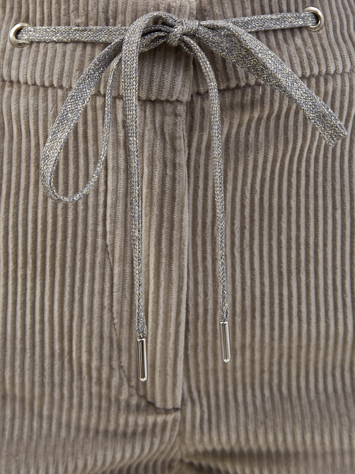 Брюки из бархатистого хлопкового вельвета с поясом на кулиске ELEVENTY, цвет серый, размер 38;40;42;44;46 - фото 5