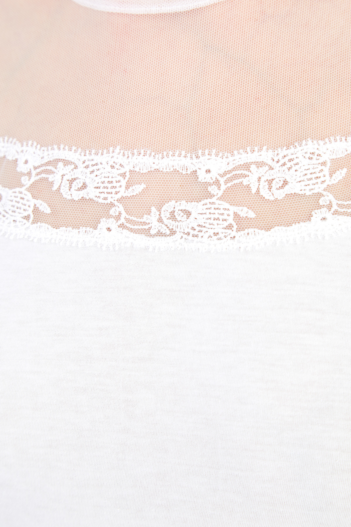 Блуза из джерси с вуалевой вставкой и кружевной вышивкой ERMANNO SCERVINO, цвет белый, размер 40 - фото 5