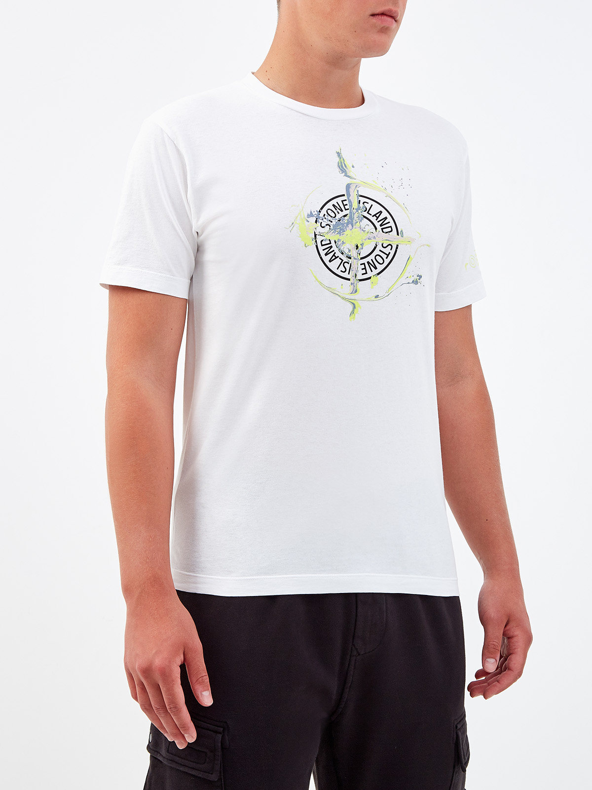 Белая футболка из джерси с яркой аппликацией STONE ISLAND, цвет белый, размер S;M;L;XL;2XL;3XL - фото 3