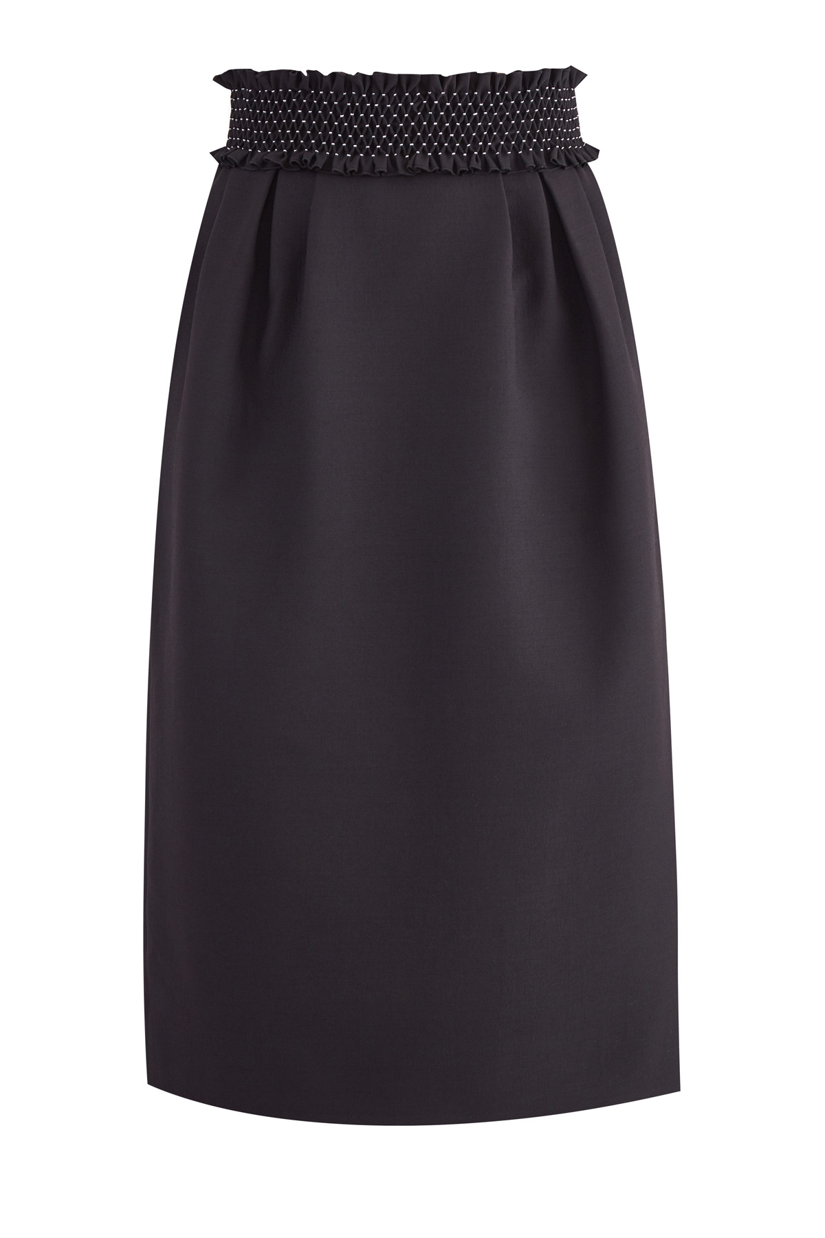 Черная юбка-колокол длины миди с фактурным поясом ручной отделки VALENTINO, цвет черный, размер 42 - фото 1