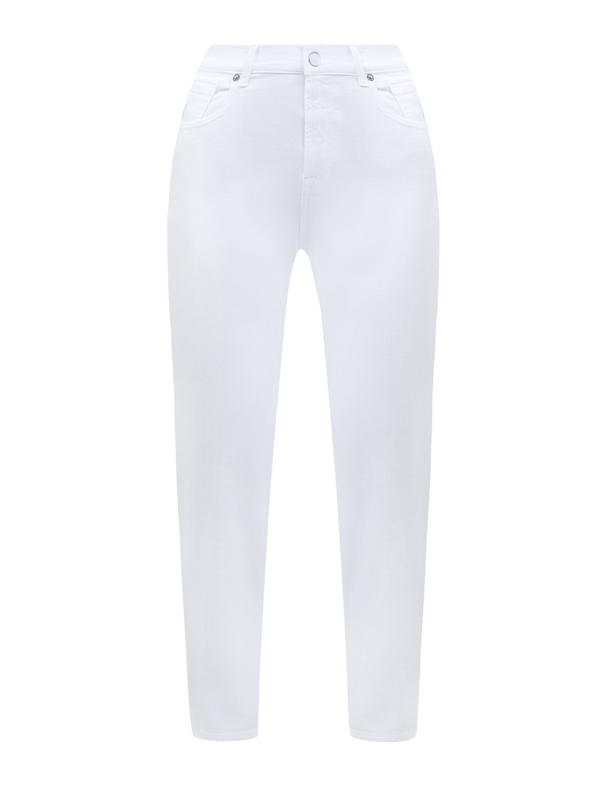Укороченные джинсы из денима Luxe Vintage с нашивкой на поясе в тон 7 FOR ALL MANKIND, цвет белый, размер S;M;L