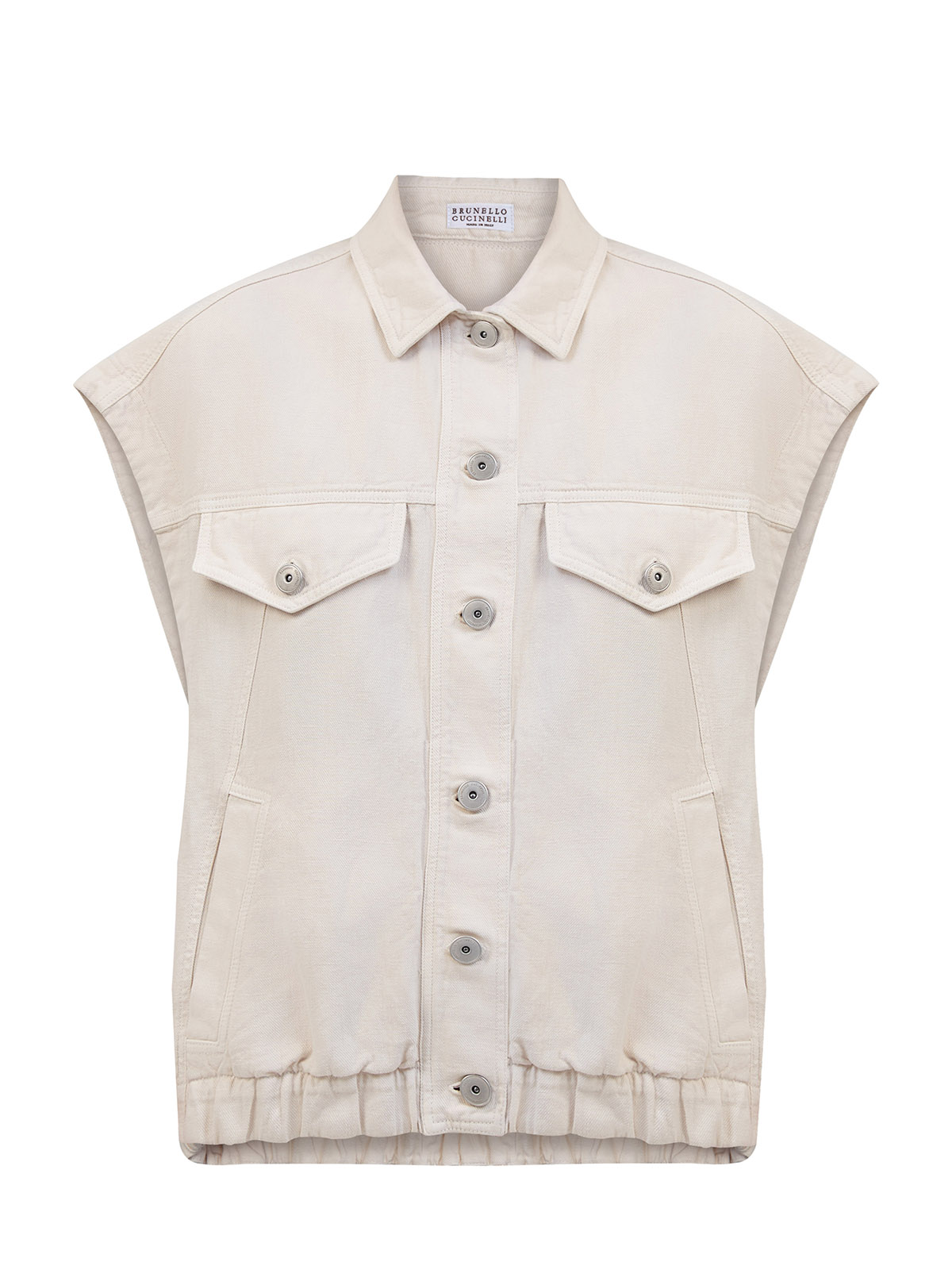 

Жилет из хлопкового и льняного твила с изящной цепочкой Мониль, Бежевый, Жилет из хлопкового и льняного твила с изящной цепочкой Мониль