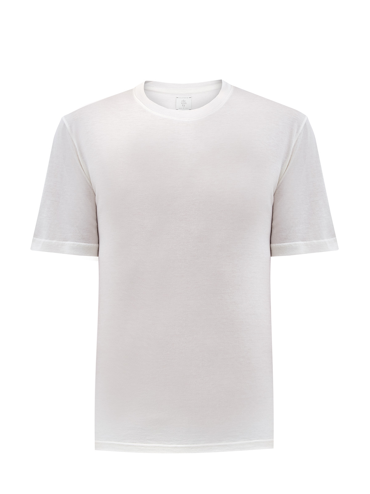Однотонная футболка из гладкого хлопка и шелка ELEVENTY, цвет белый, размер 50;52;54;48 - фото 1