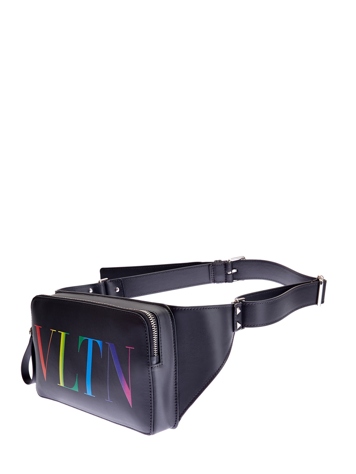 Кожаная сумка на пояс с принтом VLTN Multicolor VALENTINO, цвет черный, размер 41;42;42.5;43.5 - фото 3