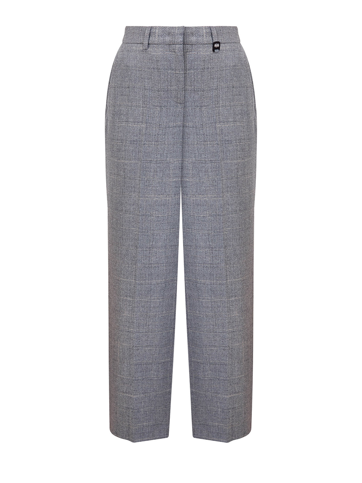 Костюмные брюки из шерсти с кожаной деталью на шлевке 80910₽