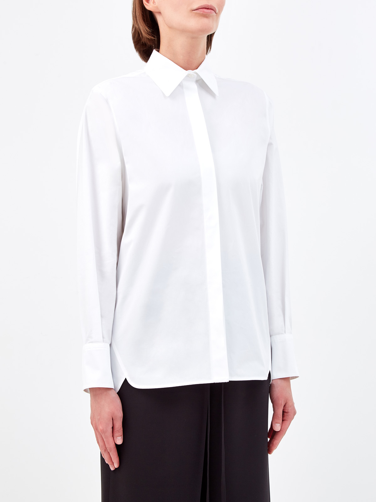 Блуза из поплина с бантом и драпировкой на спинке VALENTINO, цвет белый, размер 36;40;42;38 - фото 3