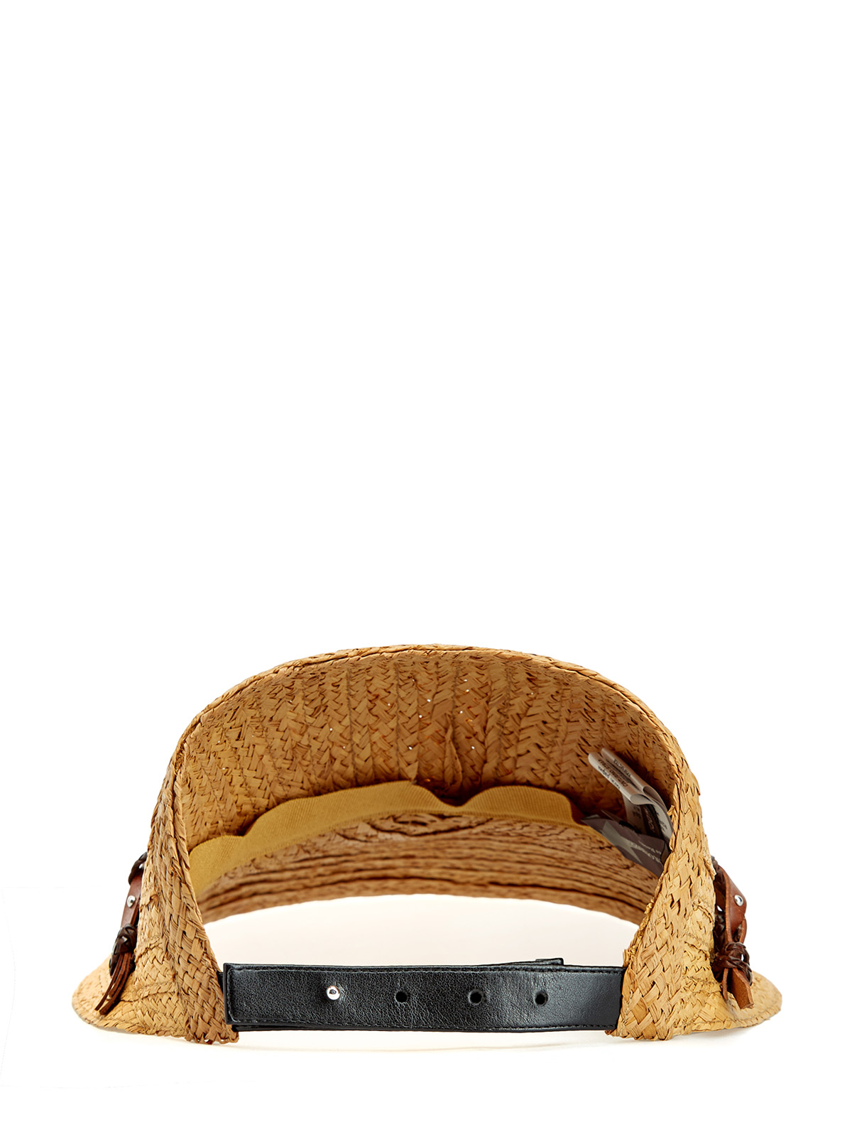 Шляпа-козырек из плетеной рафии с кожаным ремешком LORENA ANTONIAZZI, цвет коричневый, размер S;M;L - фото 4
