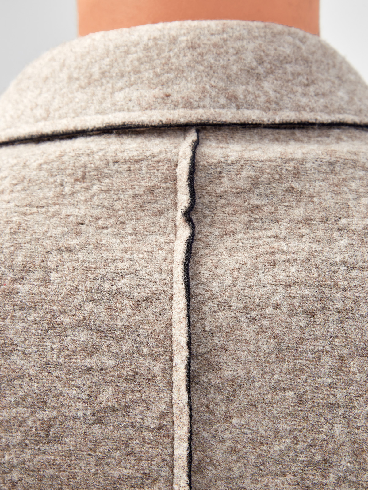 Однобортное пальто из меланжевой шерсти с фактурными швами CUDGI, цвет бежевый, размер 48;50;52;54;56 - фото 7