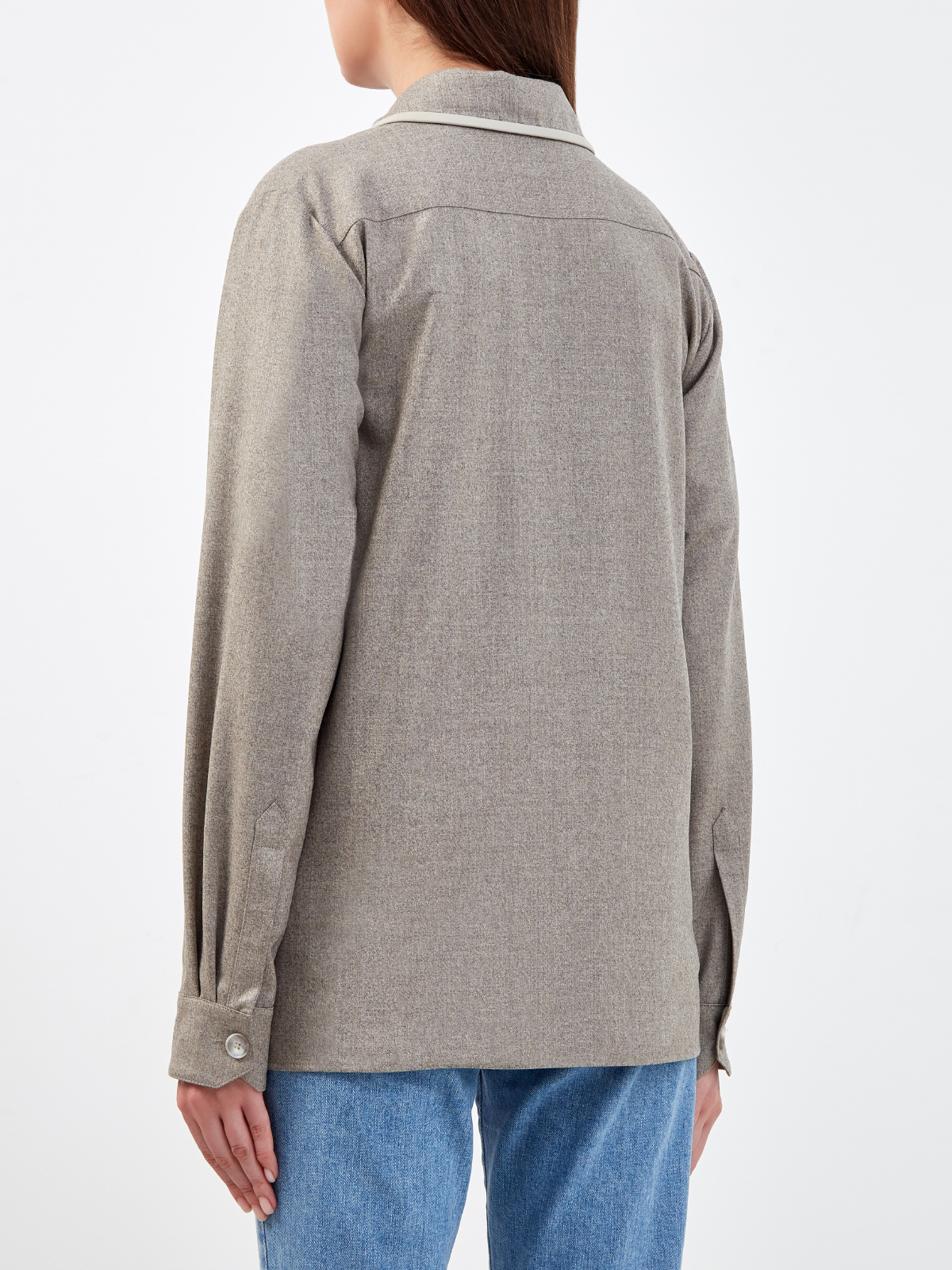 Шерстяная рубашка из фланели с peach-эффектом STELLA McCARTNEY, цвет серый, размер XS;S;M - фото 4