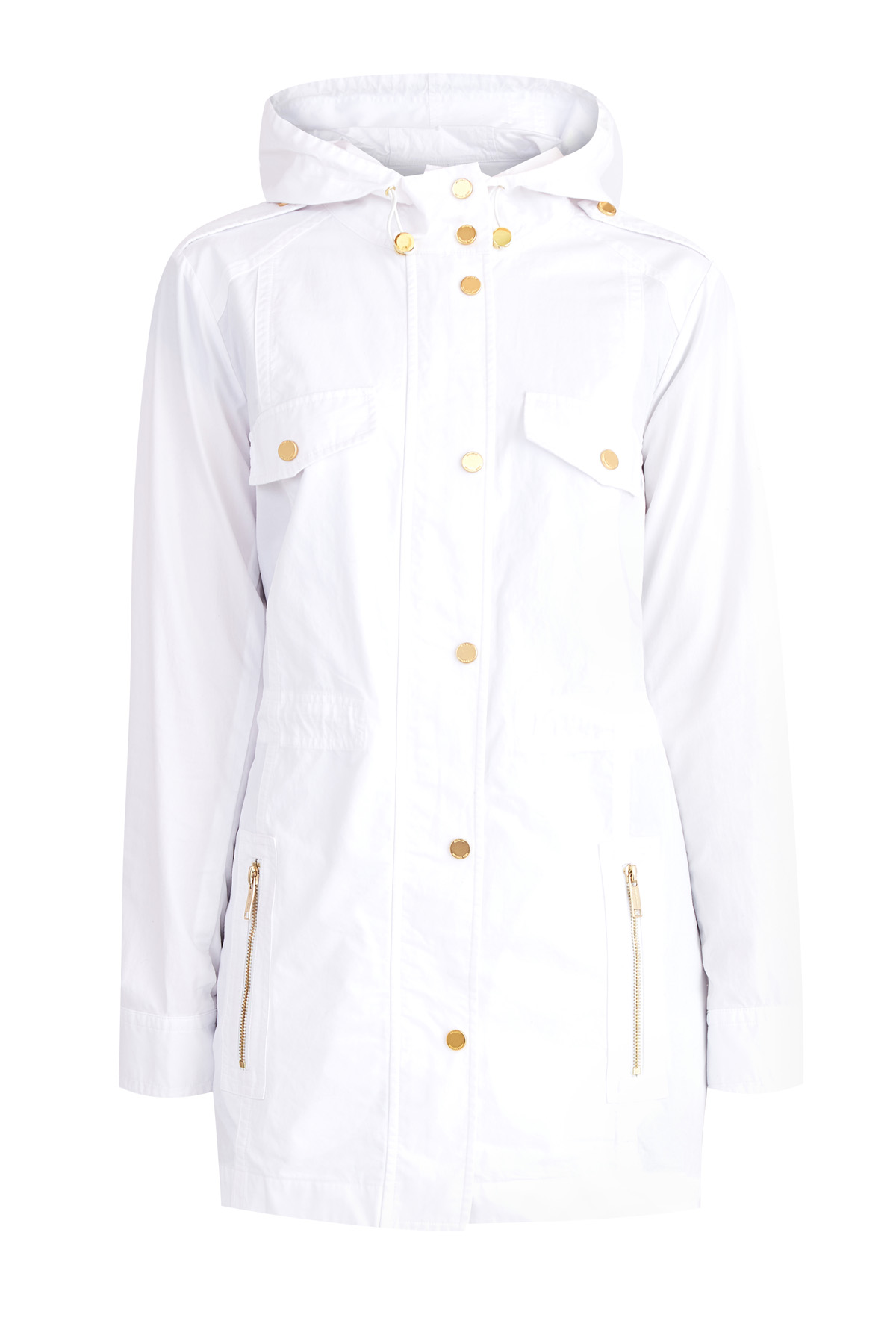 Куртка из хлопковой ткани с фурнитурой золотистого цвета MICHAEL Michael Kors, размер 4;8 - фото 1
