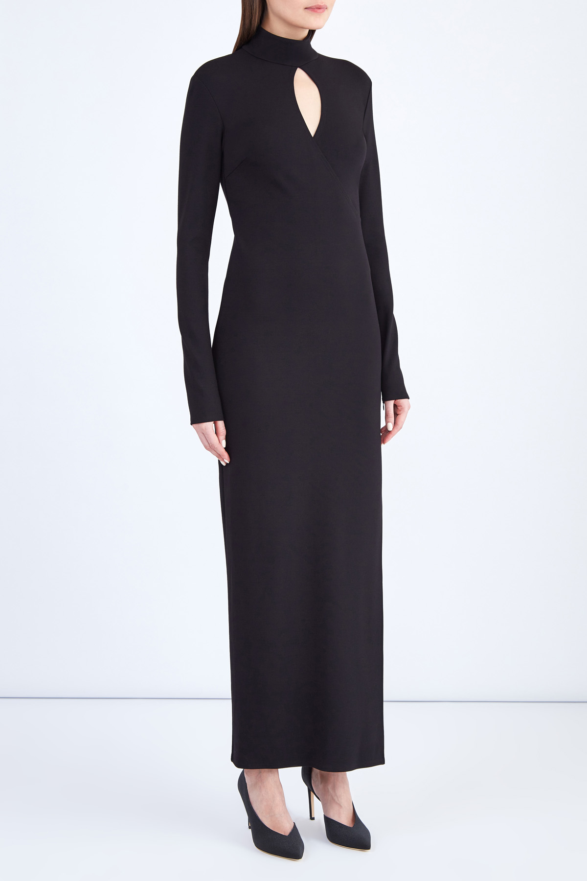 Платье-макси из струящейся ткани с высоким разрезом на подоле ALEXANDER TEREKHOV, цвет черный, размер 48 - фото 3
