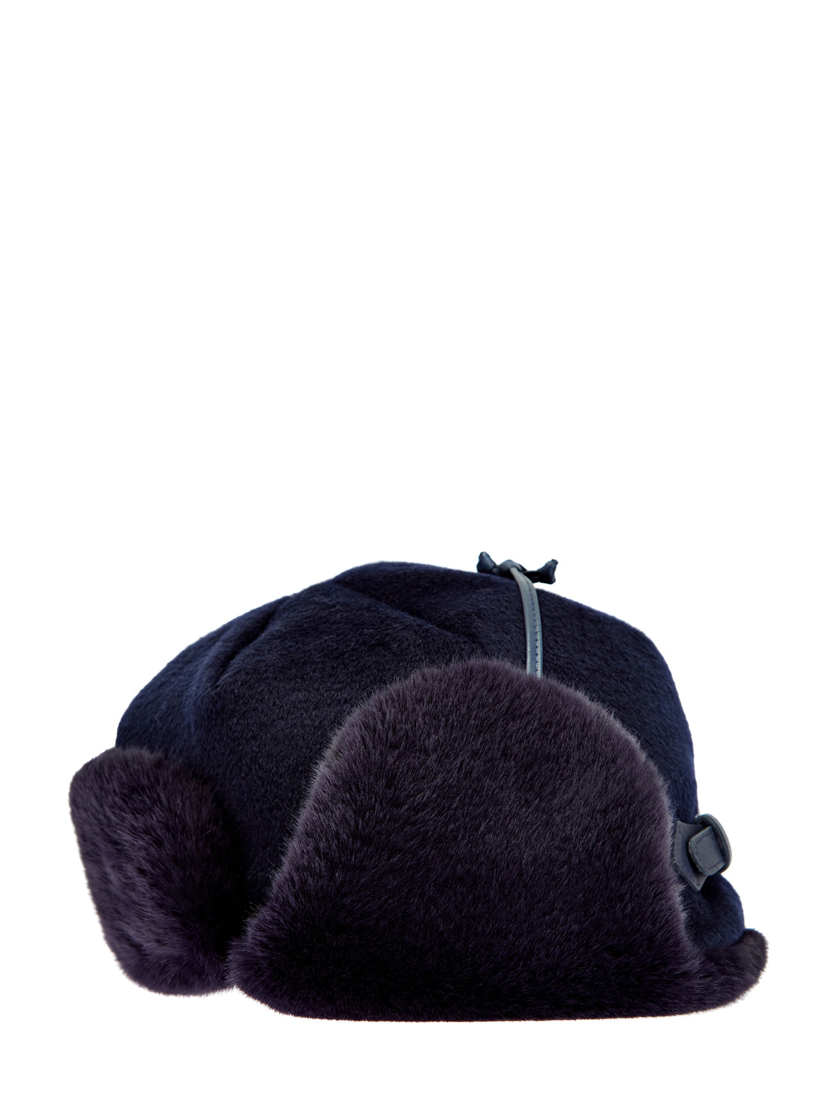 Утепленная шапка-трансформер из шерсти и эко-меха CUDGI, цвет синий, размер L - фото 2