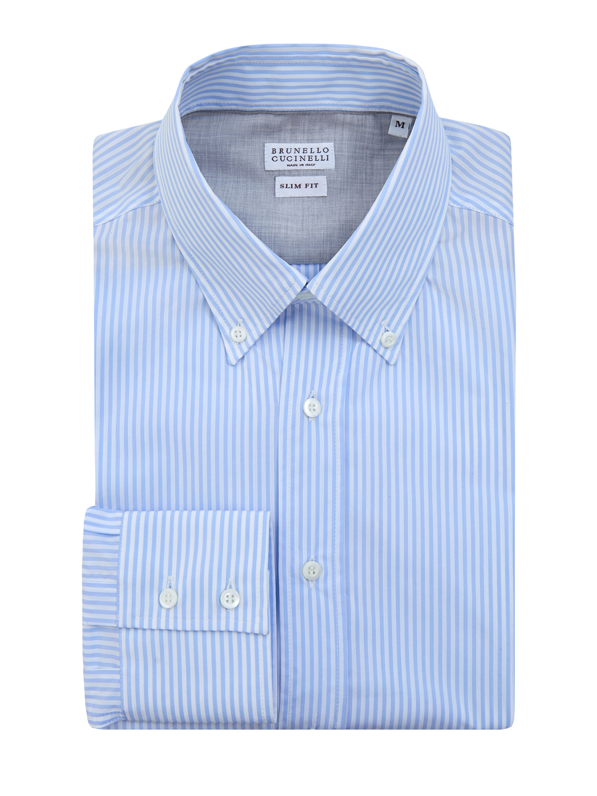 

Рубашка Slim Fit из хлопкового поплина в полоску, Голубой, Рубашка Slim Fit из хлопкового поплина в полоску